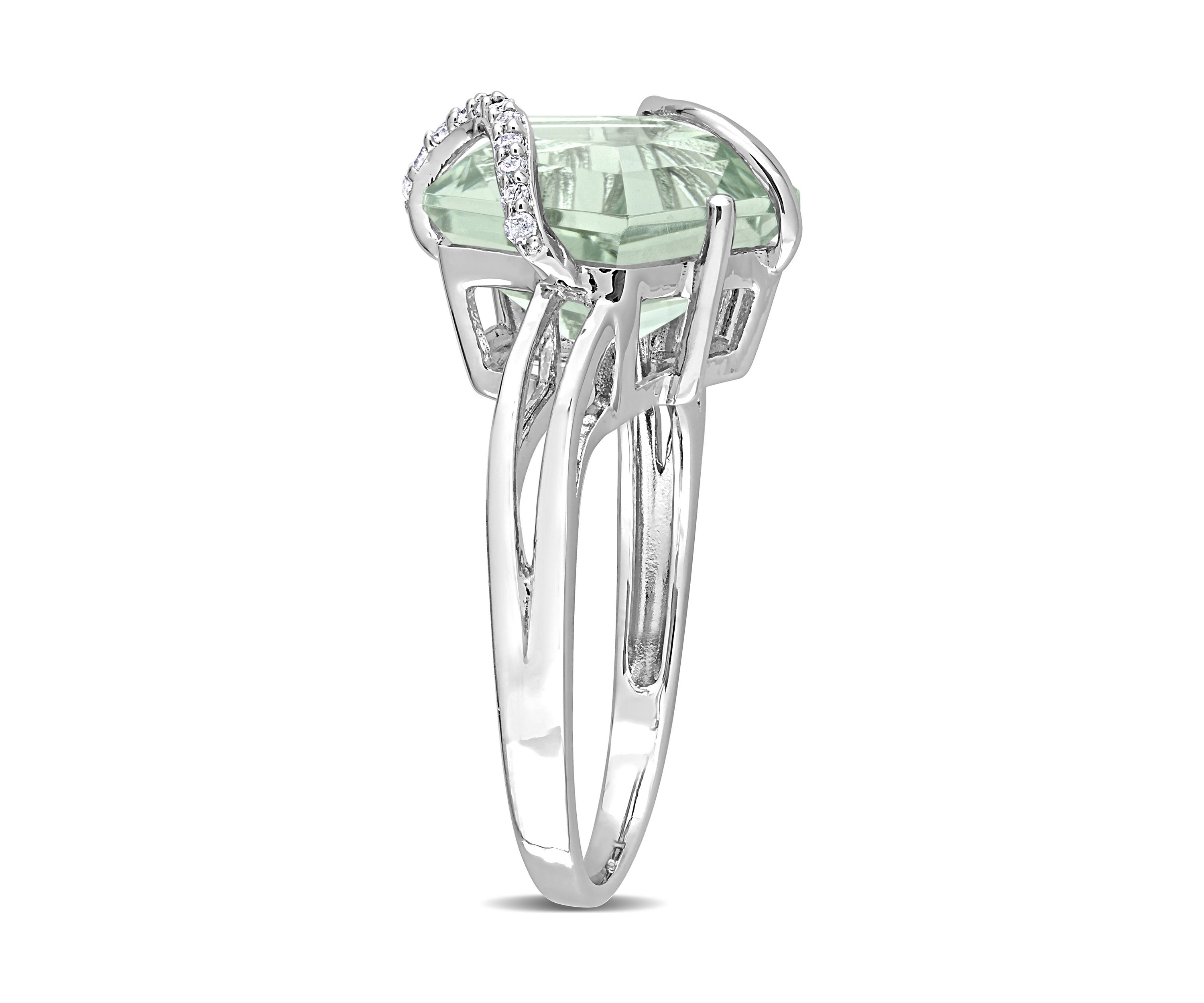 6.5 ct. t.w. Green Quartz and Diamond Accent Swirl Ring in Sterling Silver