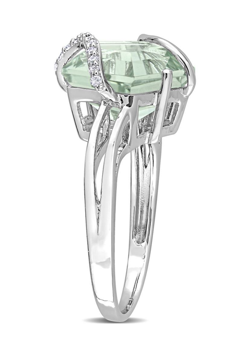 6.5 ct. t.w. Green Quartz and Diamond Accent Swirl Ring in Sterling Silver