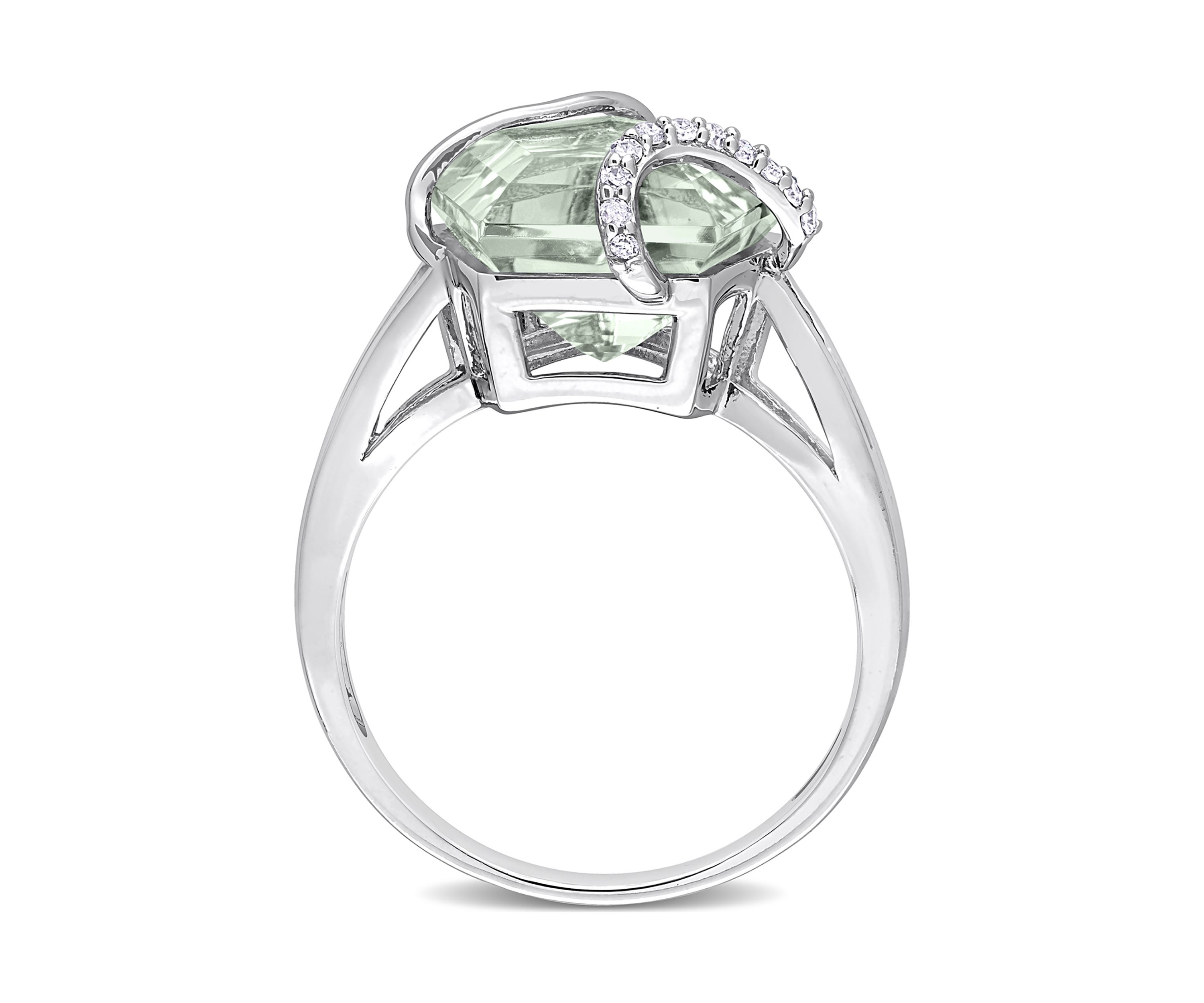 6.5 ct. t.w. Green Quartz and Diamond Accent Swirl Ring in Sterling Silver