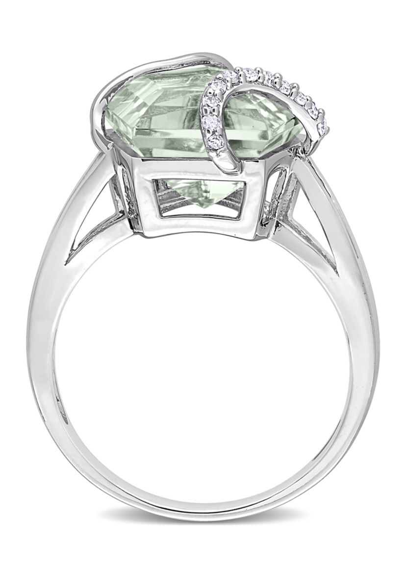 6.5 ct. t.w. Green Quartz and Diamond Accent Swirl Ring in Sterling Silver