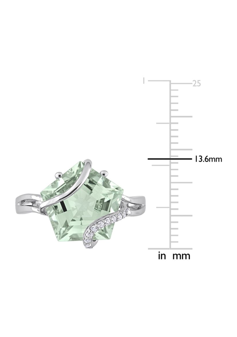 6.5 ct. t.w. Green Quartz and Diamond Accent Swirl Ring in Sterling Silver