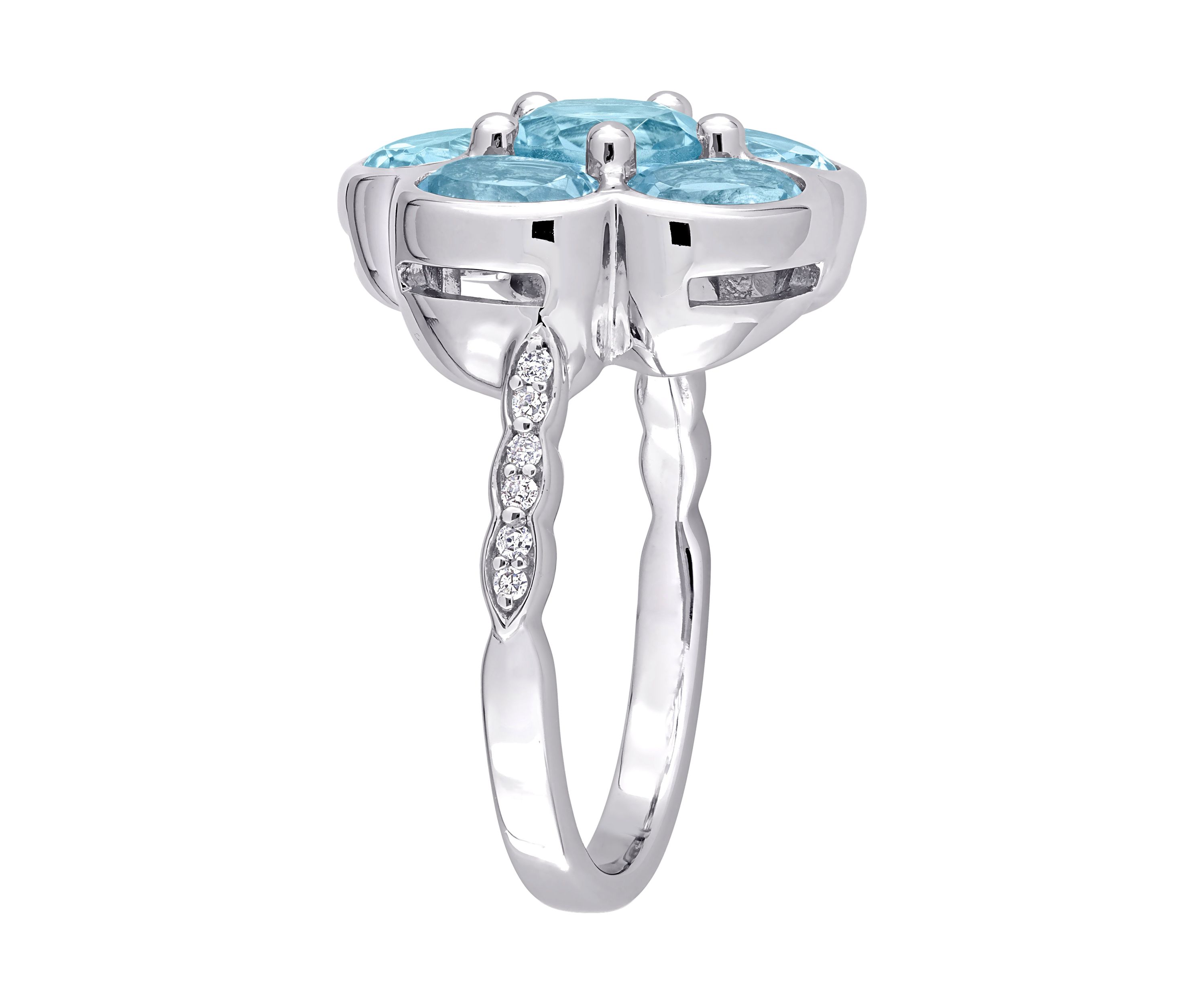 3.3 ct. t.w. Blue Topaz and Diamond Accent Floral Ring in Sterling Silver