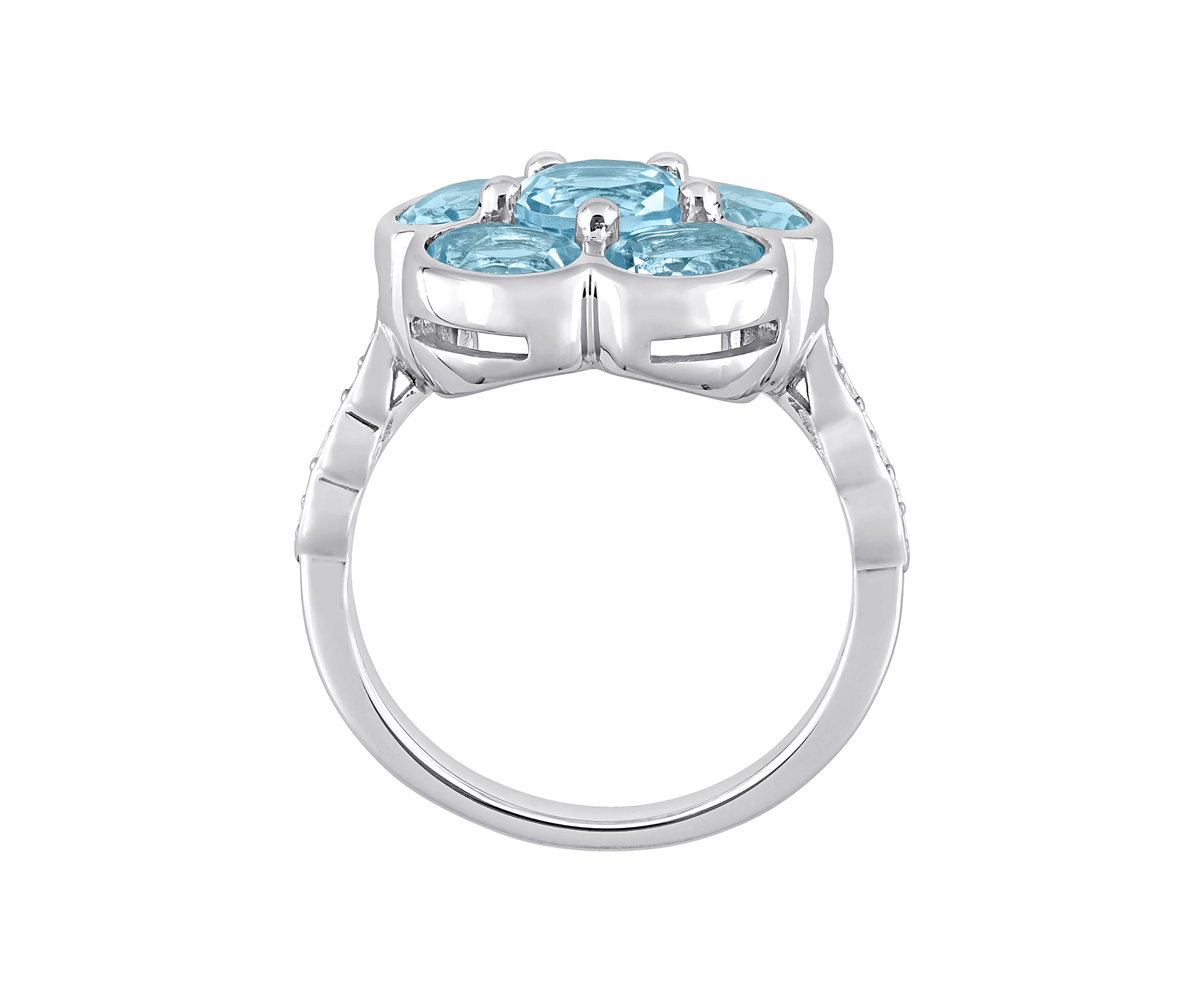 3.3 ct. t.w. Blue Topaz and Diamond Accent Floral Ring in Sterling Silver