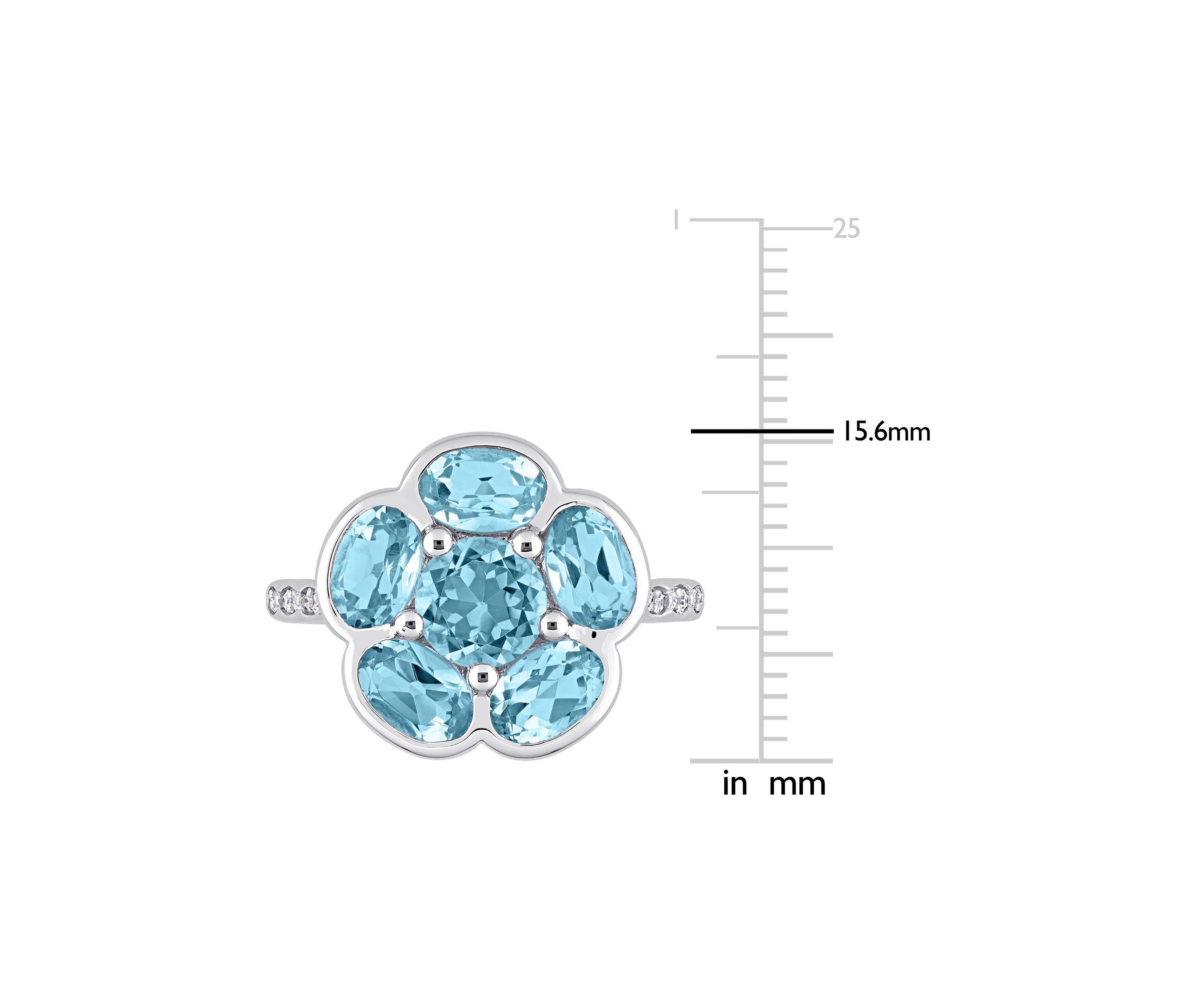 3.3 ct. t.w. Blue Topaz and Diamond Accent Floral Ring in Sterling Silver
