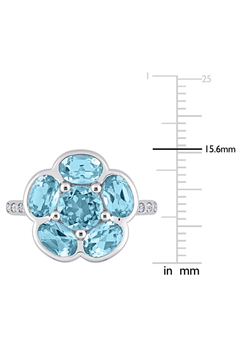 3.3 ct. t.w. Blue Topaz and Diamond Accent Floral Ring in Sterling Silver