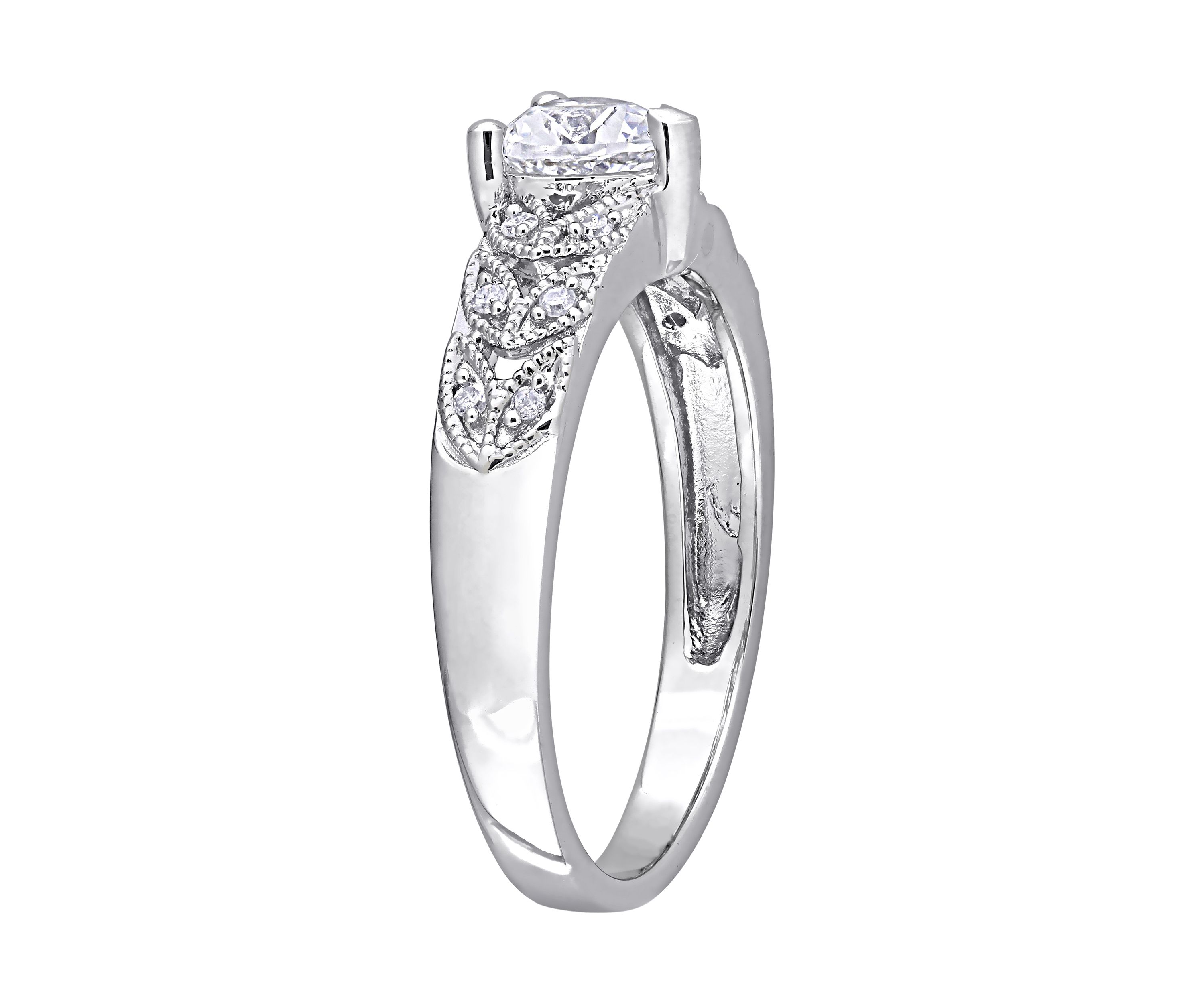 Lab Created 3/5 ct. t.w. Created White Sapphire and Diamond-Accent Heart Vintage Ring in Sterling Silver