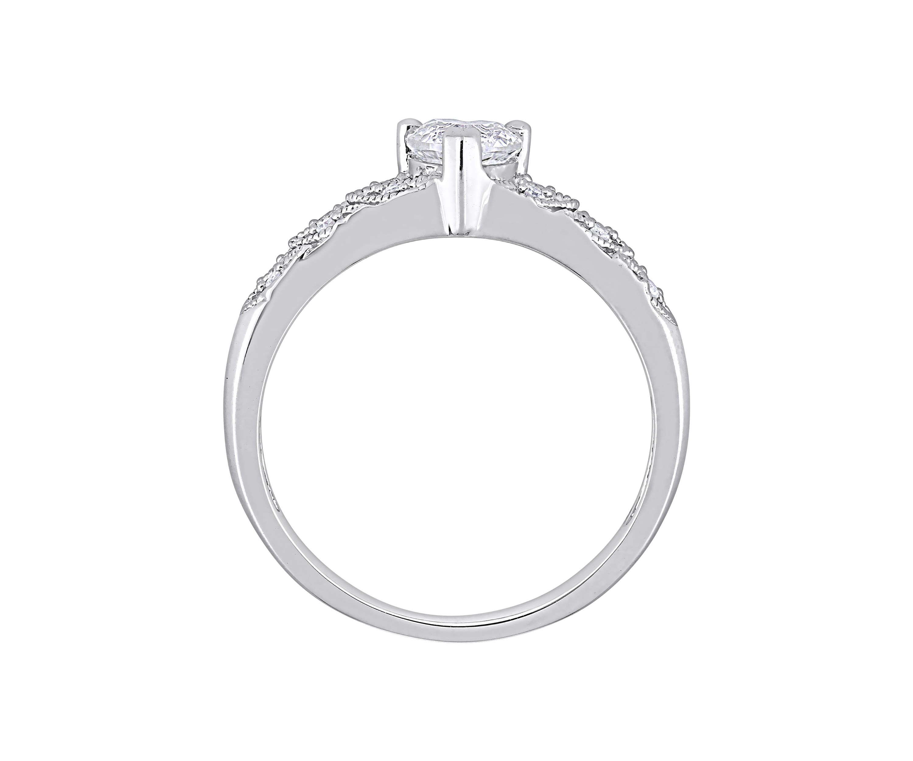 Lab Created 3/5 ct. t.w. Created White Sapphire and Diamond-Accent Heart Vintage Ring in Sterling Silver