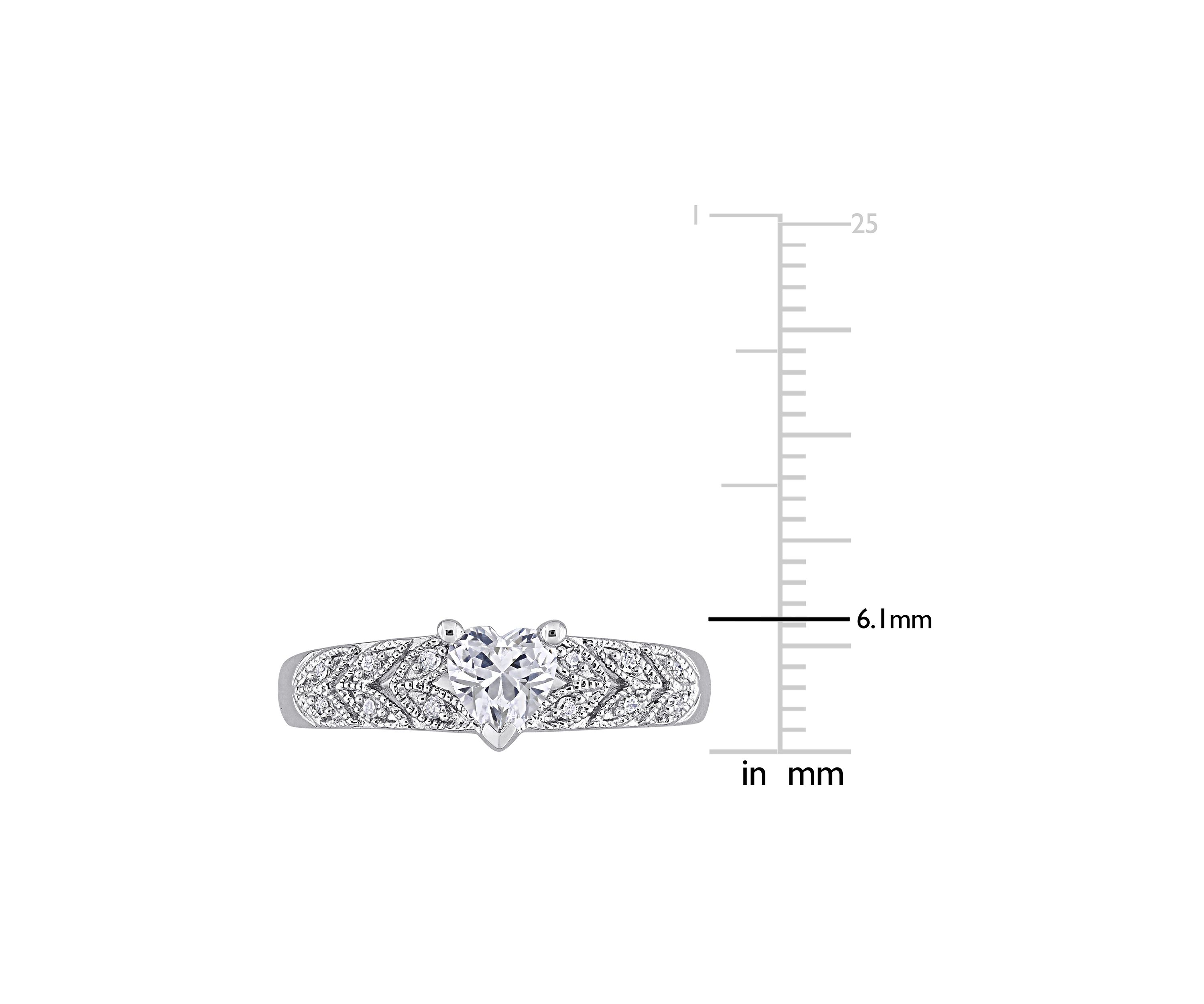 Lab Created 3/5 ct. t.w. Created White Sapphire and Diamond-Accent Heart Vintage Ring in Sterling Silver