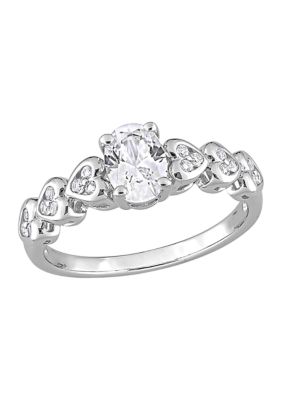 Belk & Co Lab Created 1.4 Ct. T.w. Created White Sapphire Oval Heart Ring In Sterling Silver