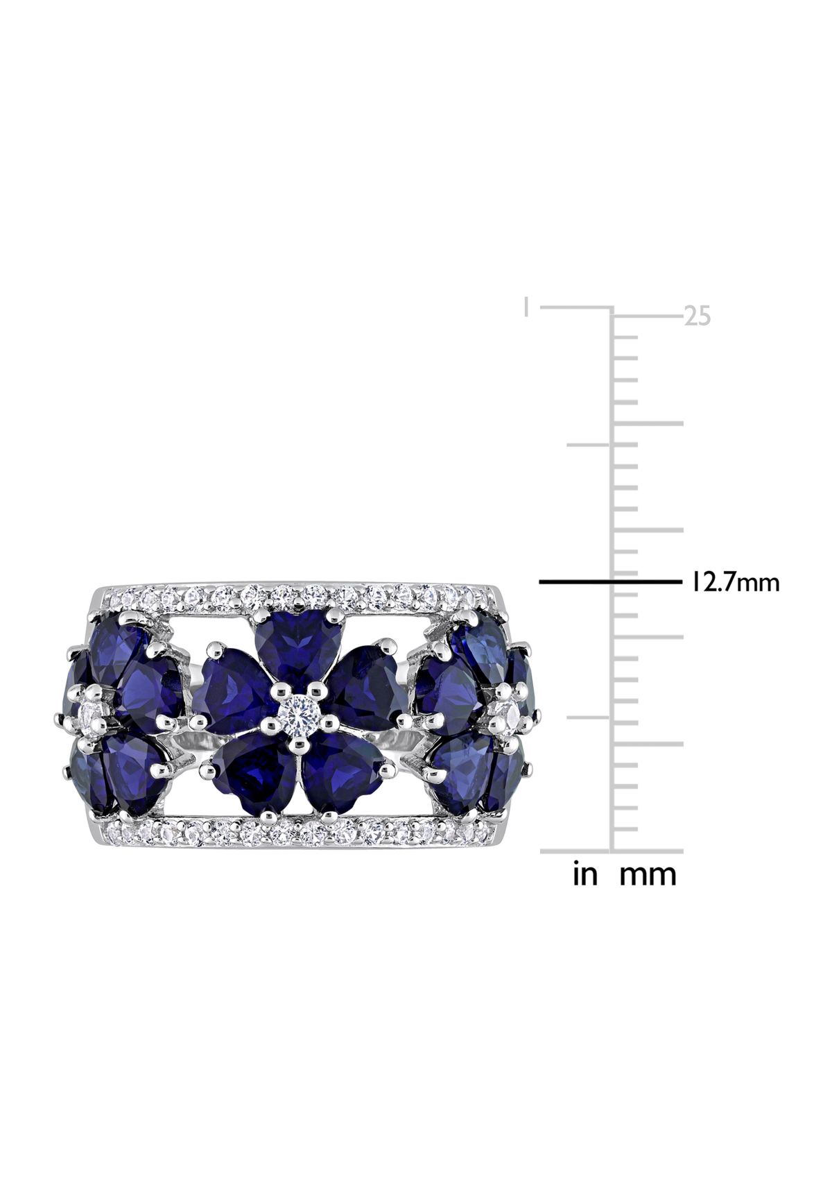 Lab Created 4.5 ct. t.w. Created Blue and White Sapphire Floral Ring in Sterling Silver