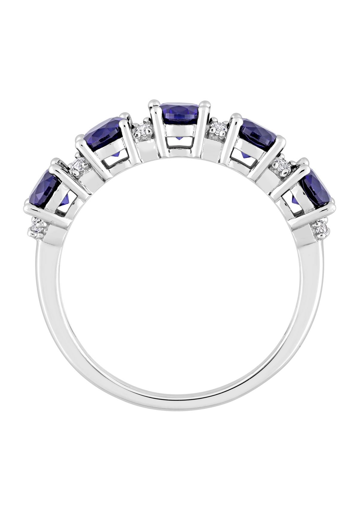 Lab Created 1.62 ct. t.w. Created Blue and White Sapphire Semi Eternity Ring in Sterling Silver