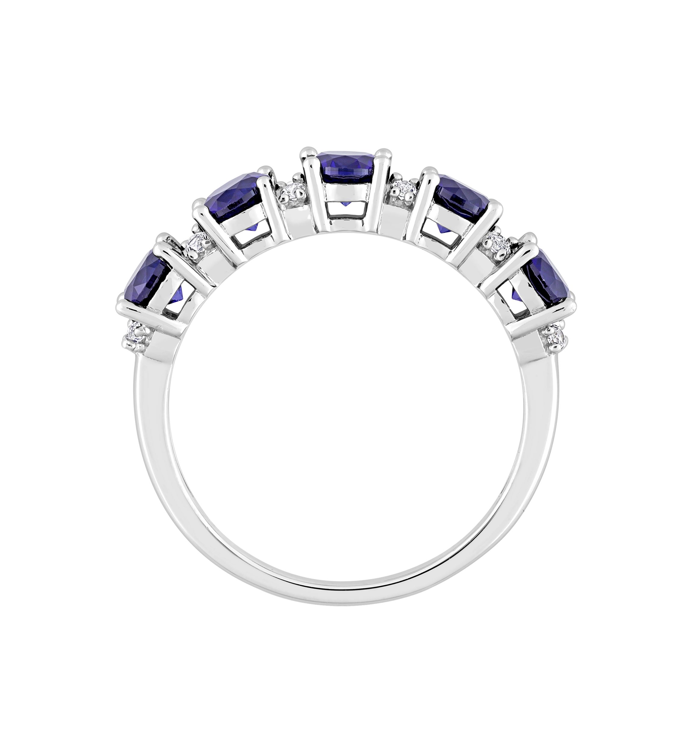 Lab Created 1.62 ct. t.w. Created Blue and White Sapphire Semi Eternity Ring in Sterling Silver