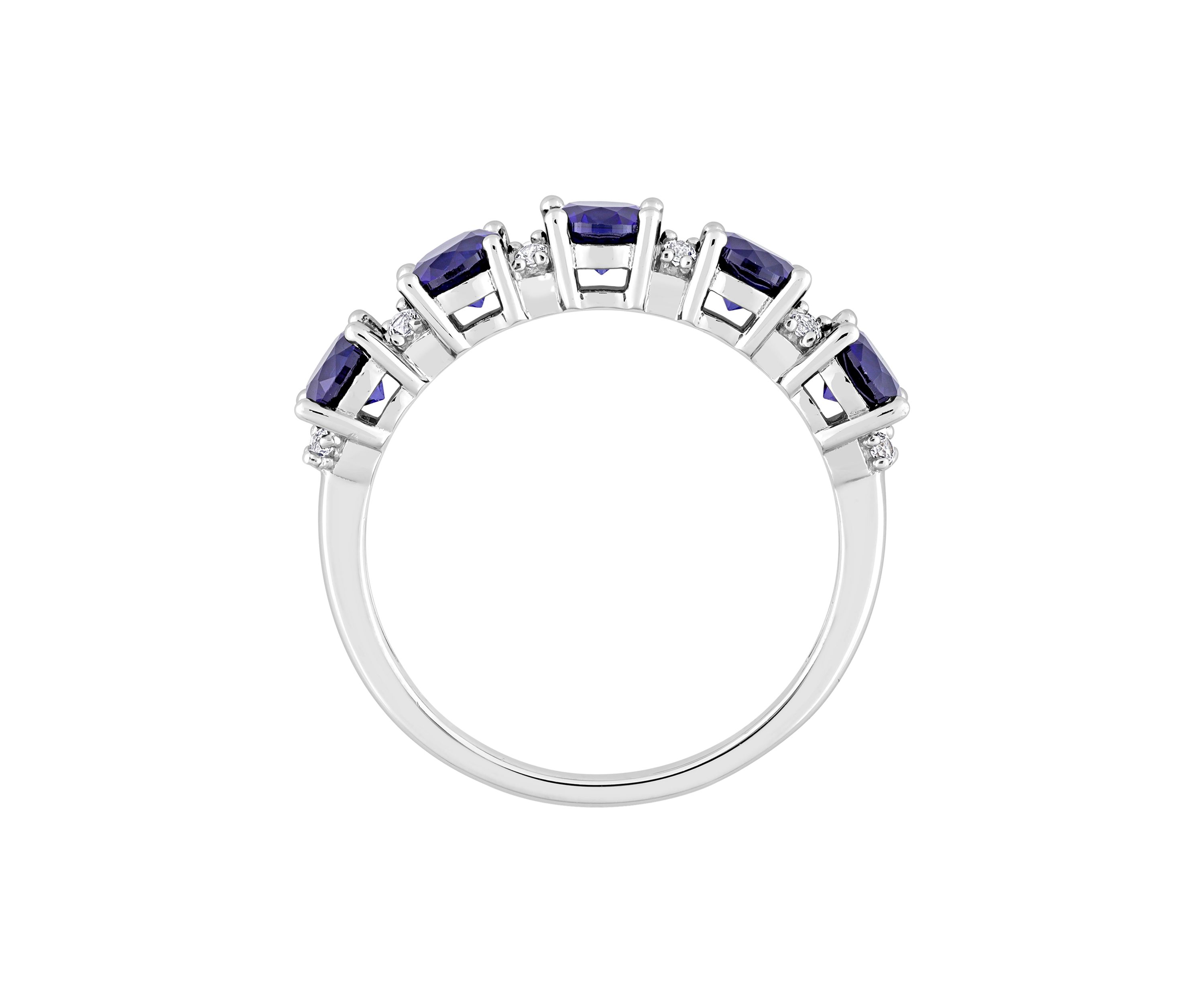 Lab Created 1.62 ct. t.w. Created Blue and White Sapphire Semi Eternity Ring in Sterling Silver
