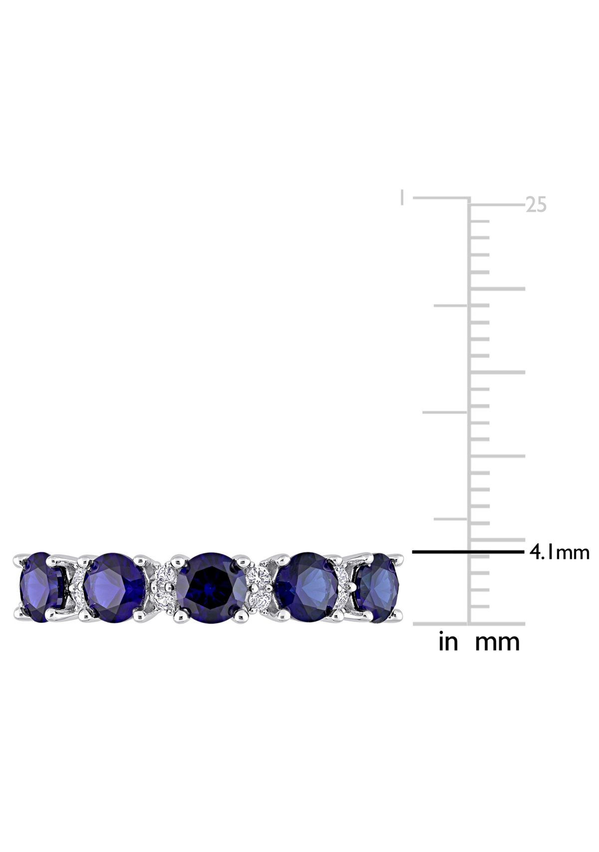Lab Created 1.62 ct. t.w. Created Blue and White Sapphire Semi Eternity Ring in Sterling Silver