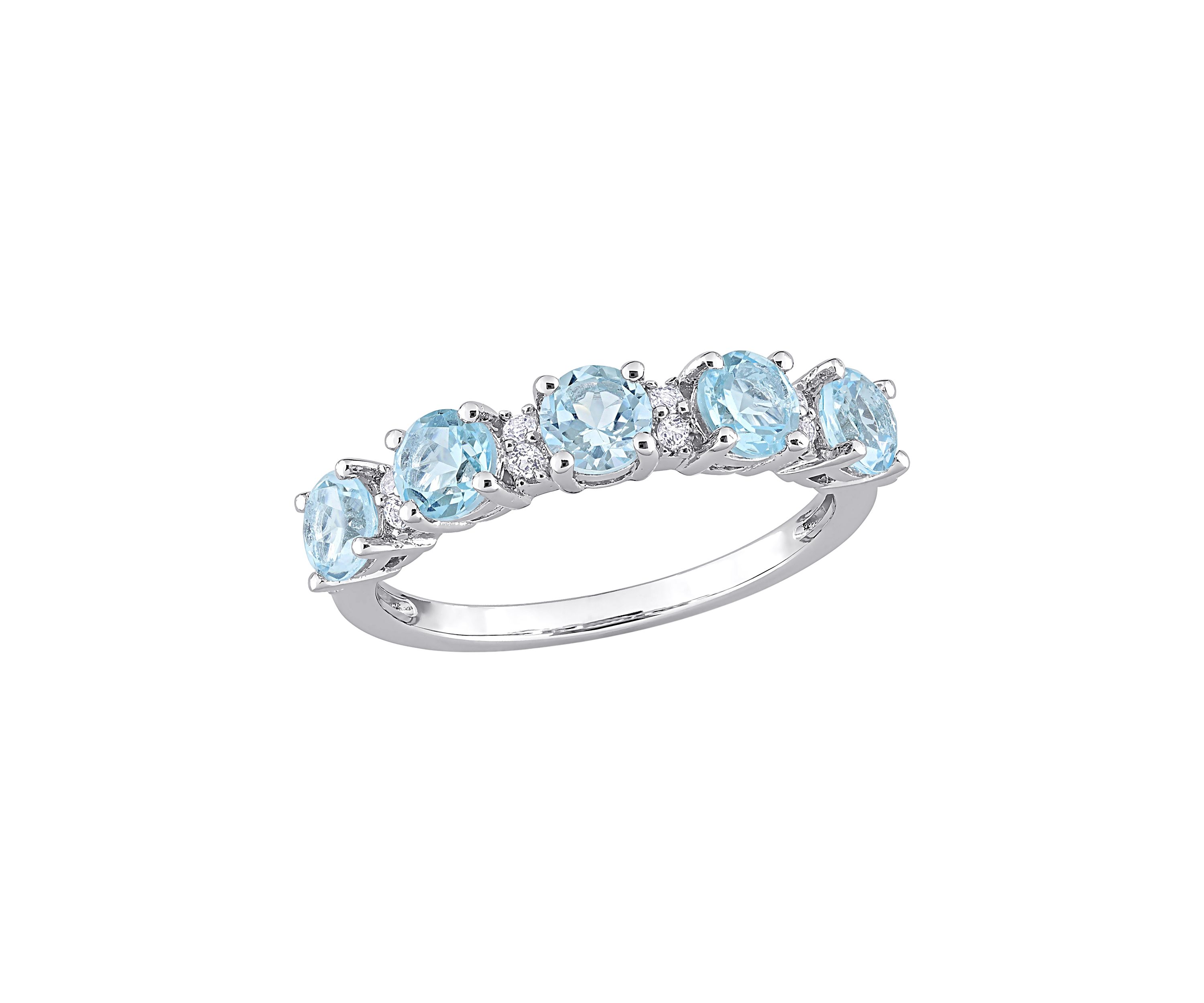 1.62 ct. t.w. Blue Topaz and White Topaz Semi Eternity Ring in Sterling Silver