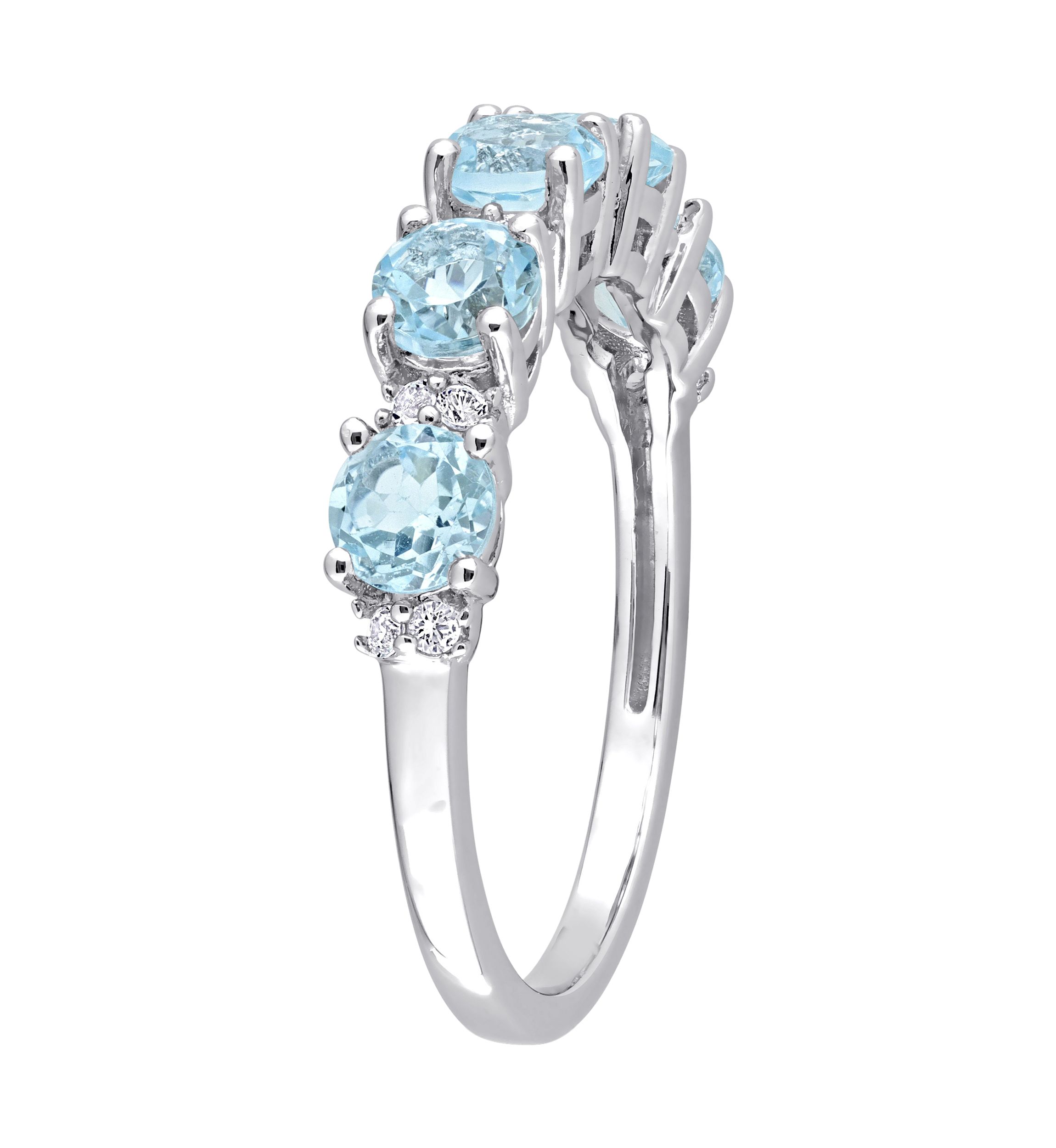 1.62 ct. t.w. Blue Topaz and White Topaz Semi Eternity Ring in Sterling Silver
