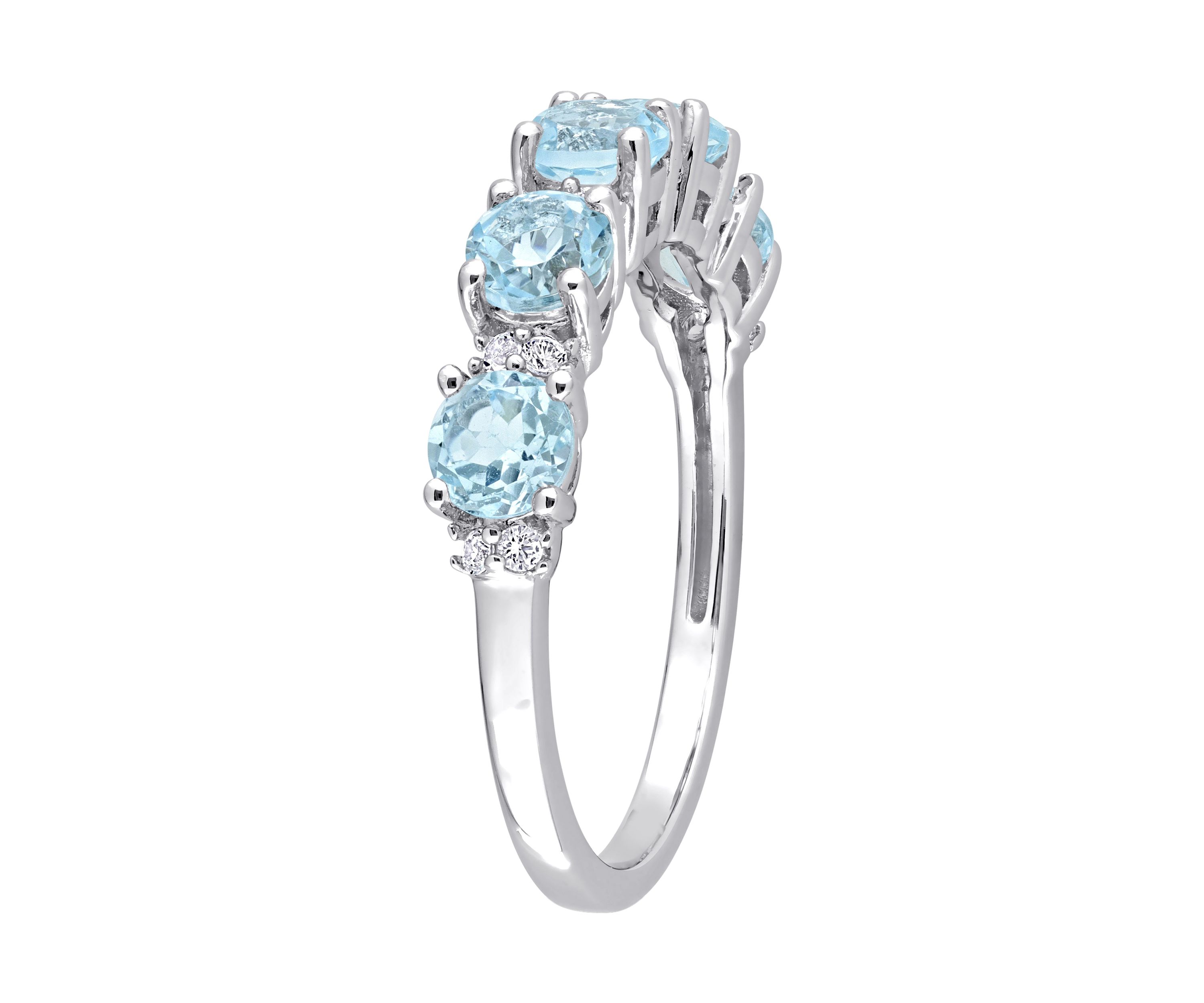 1.62 ct. t.w. Blue Topaz and White Topaz Semi Eternity Ring in Sterling Silver