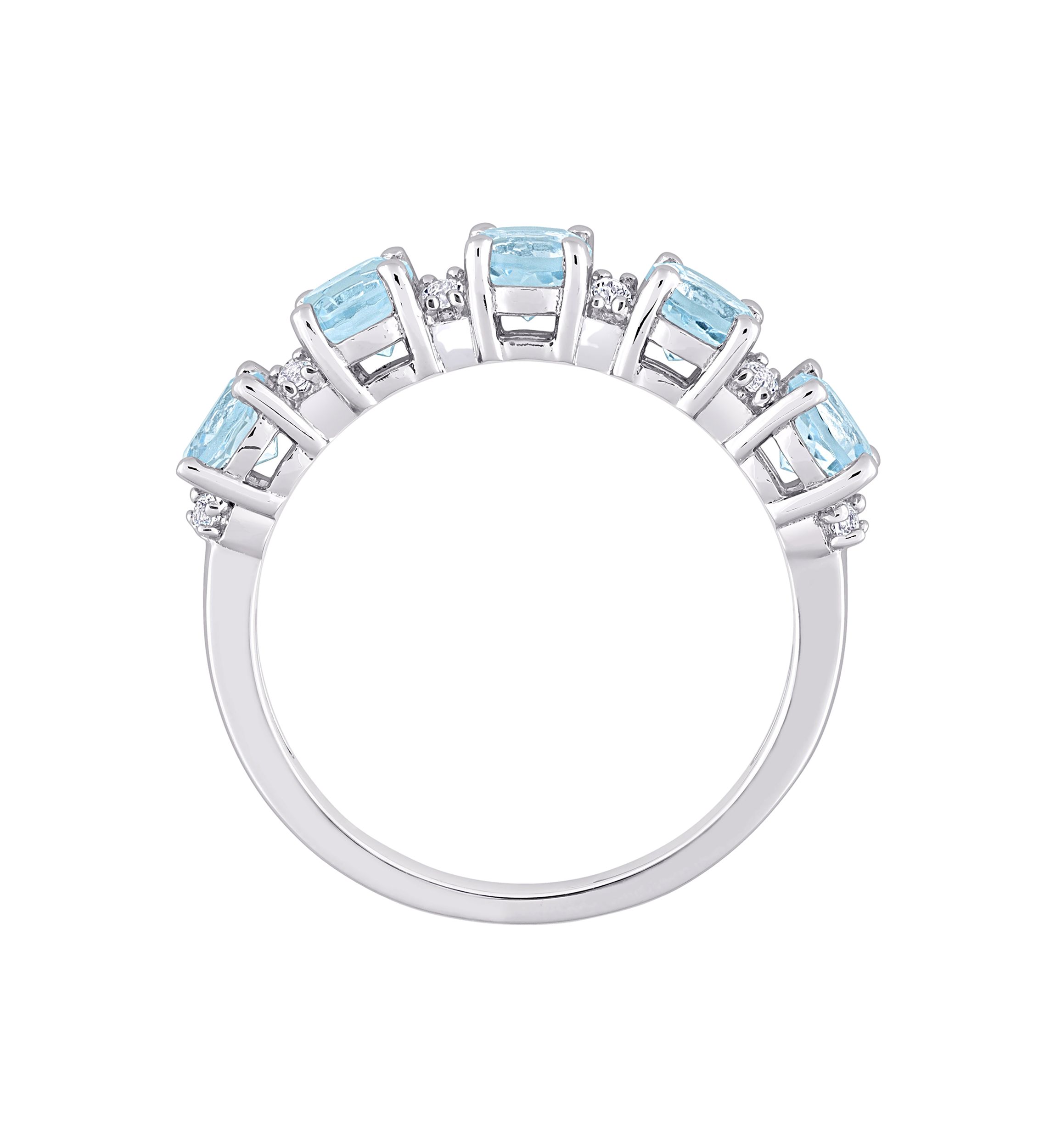 1.62 ct. t.w. Blue Topaz and White Topaz Semi Eternity Ring in Sterling Silver