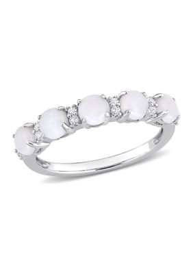 Belk & Co Opal and White Topaz Semi Eternity Ring in Sterling Silver