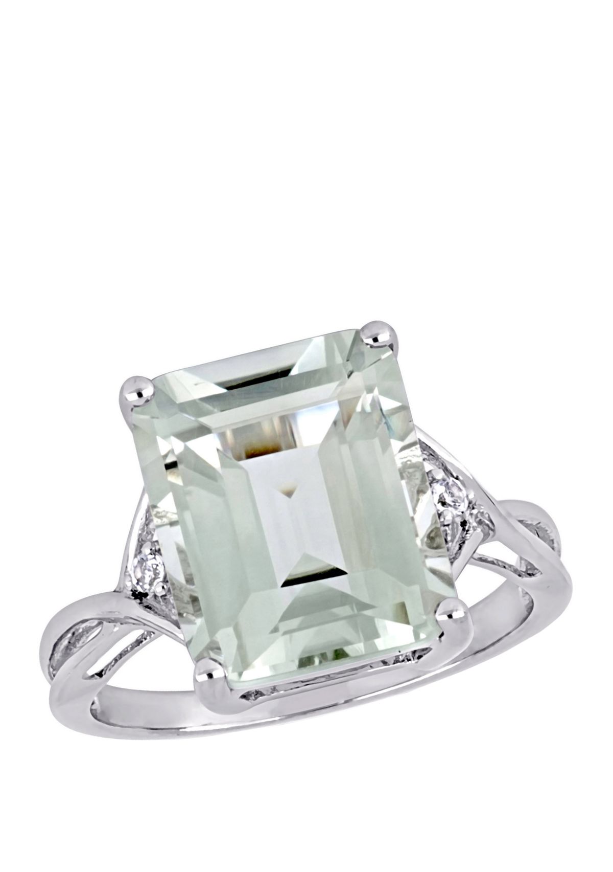Green Amethyst and White Topaz Ring in Sterling Silver