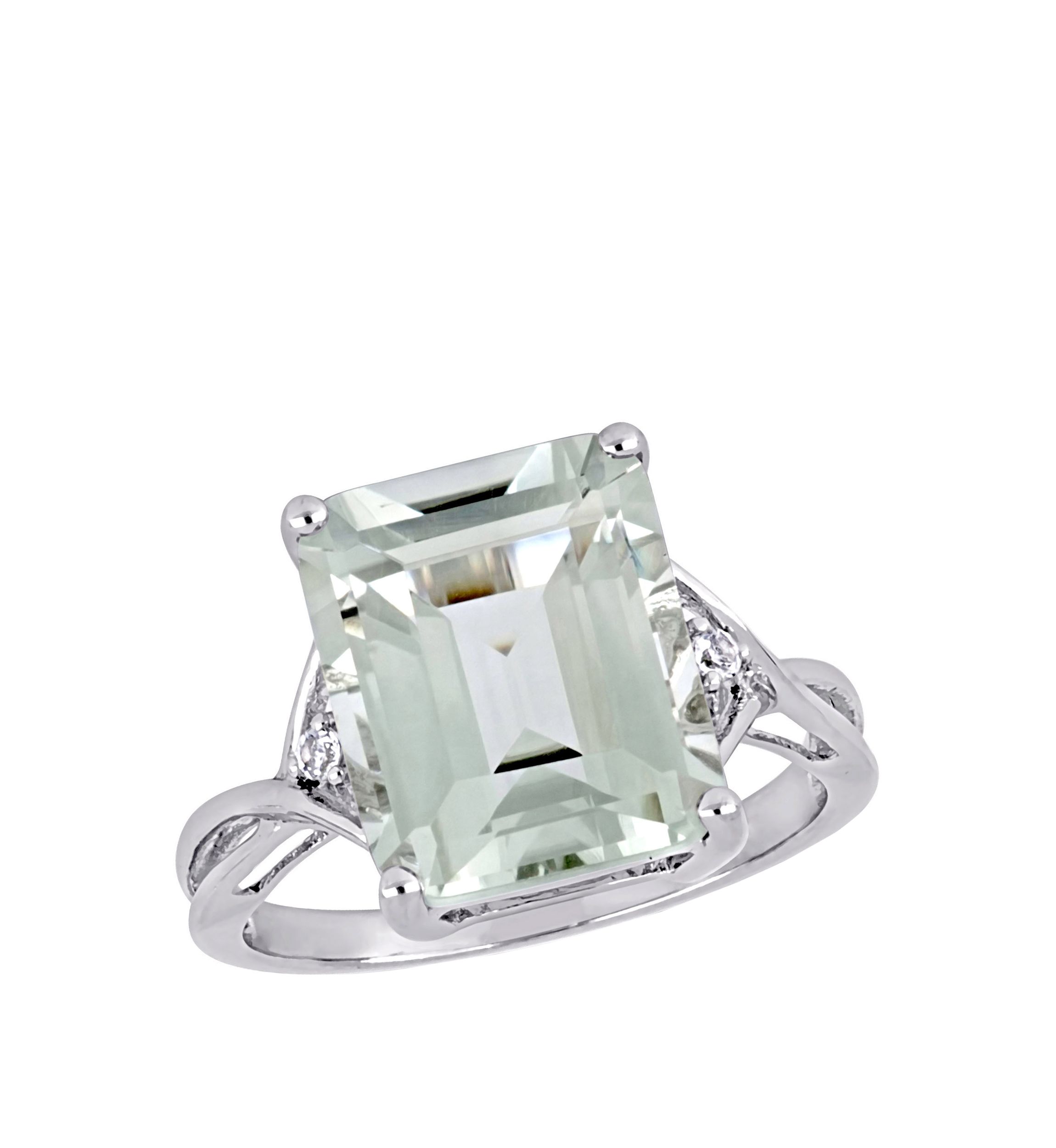 Green Amethyst and White Topaz Ring in Sterling Silver