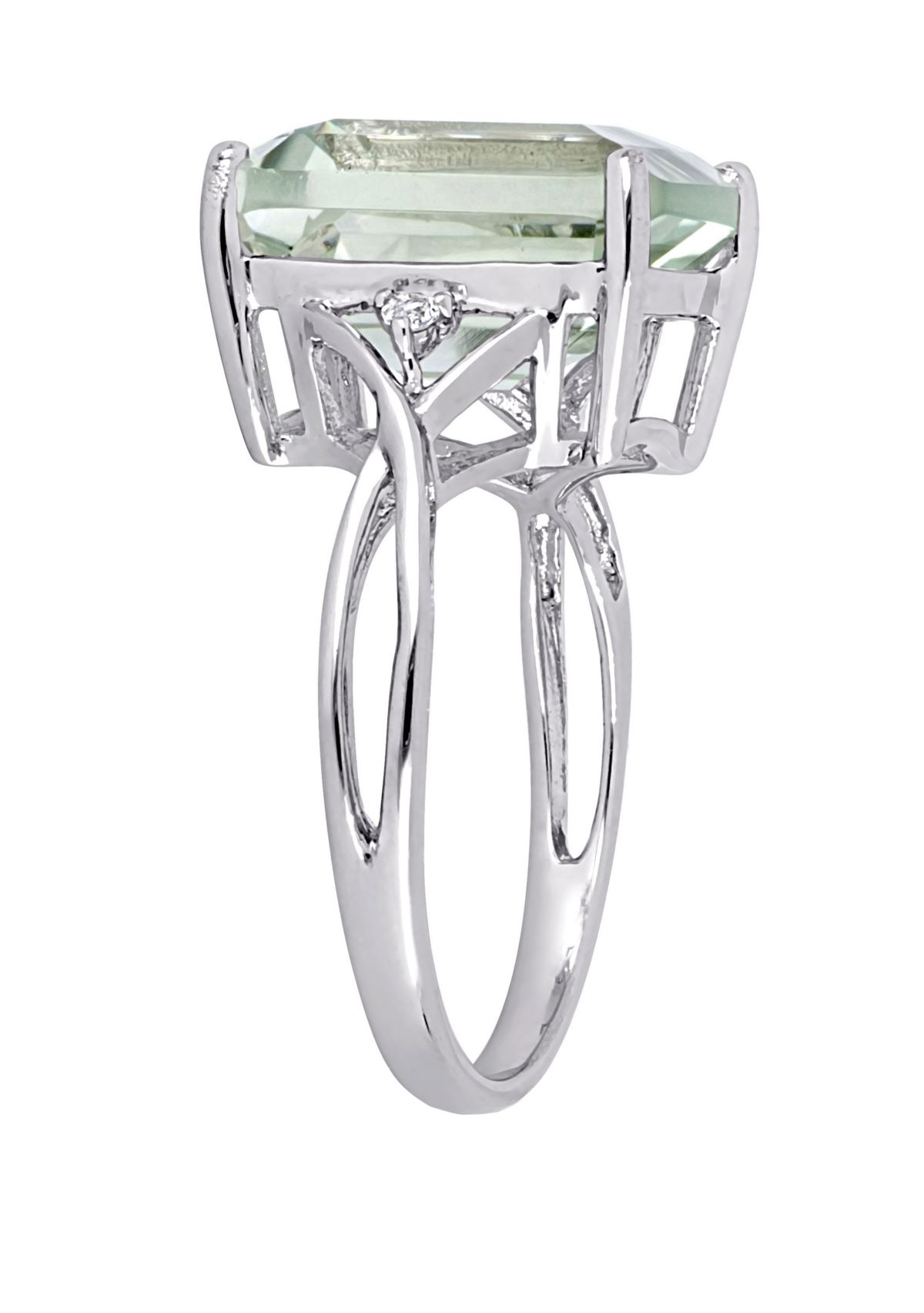 Green Amethyst and White Topaz Ring in Sterling Silver