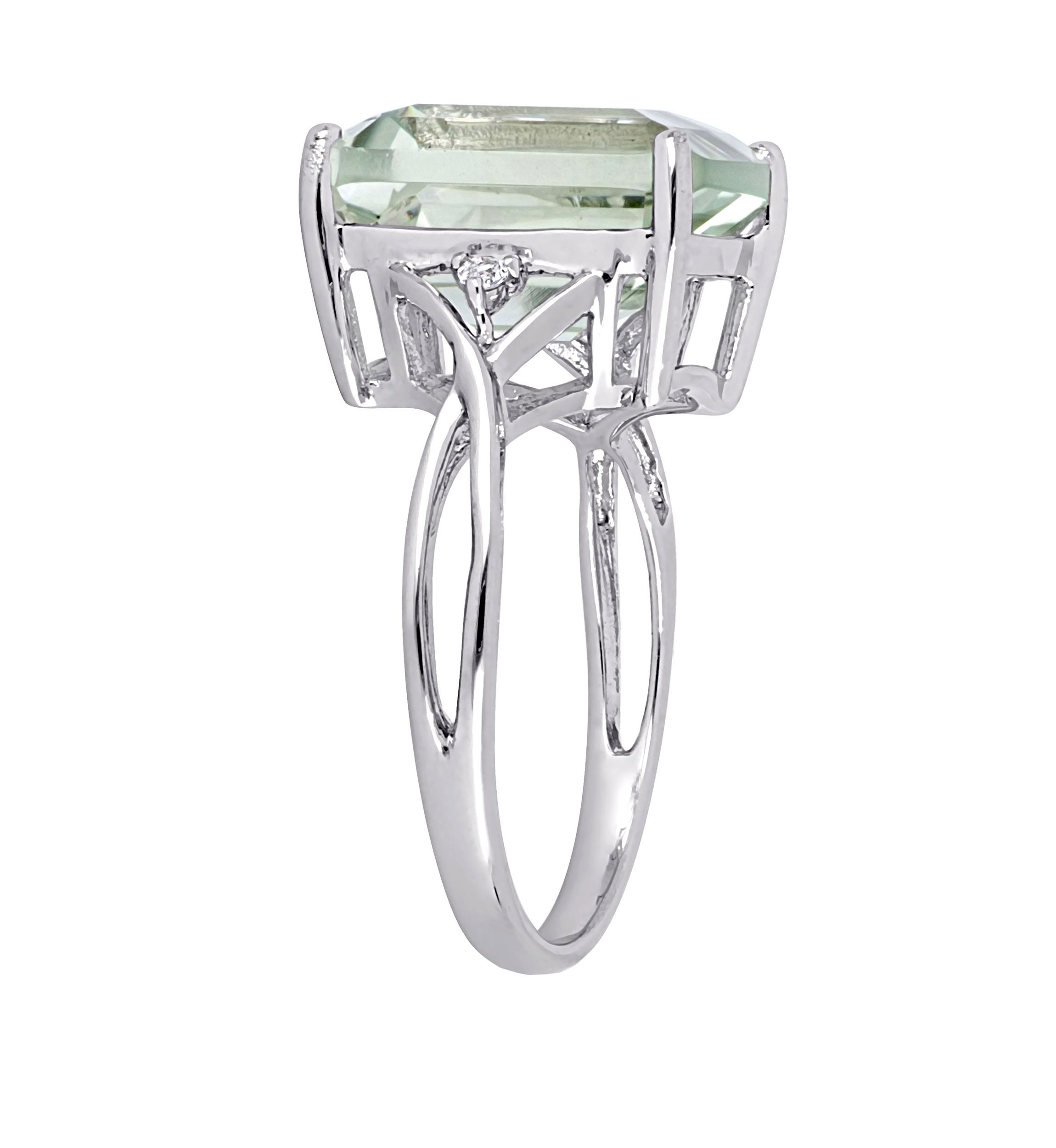 Green Amethyst and White Topaz Ring in Sterling Silver