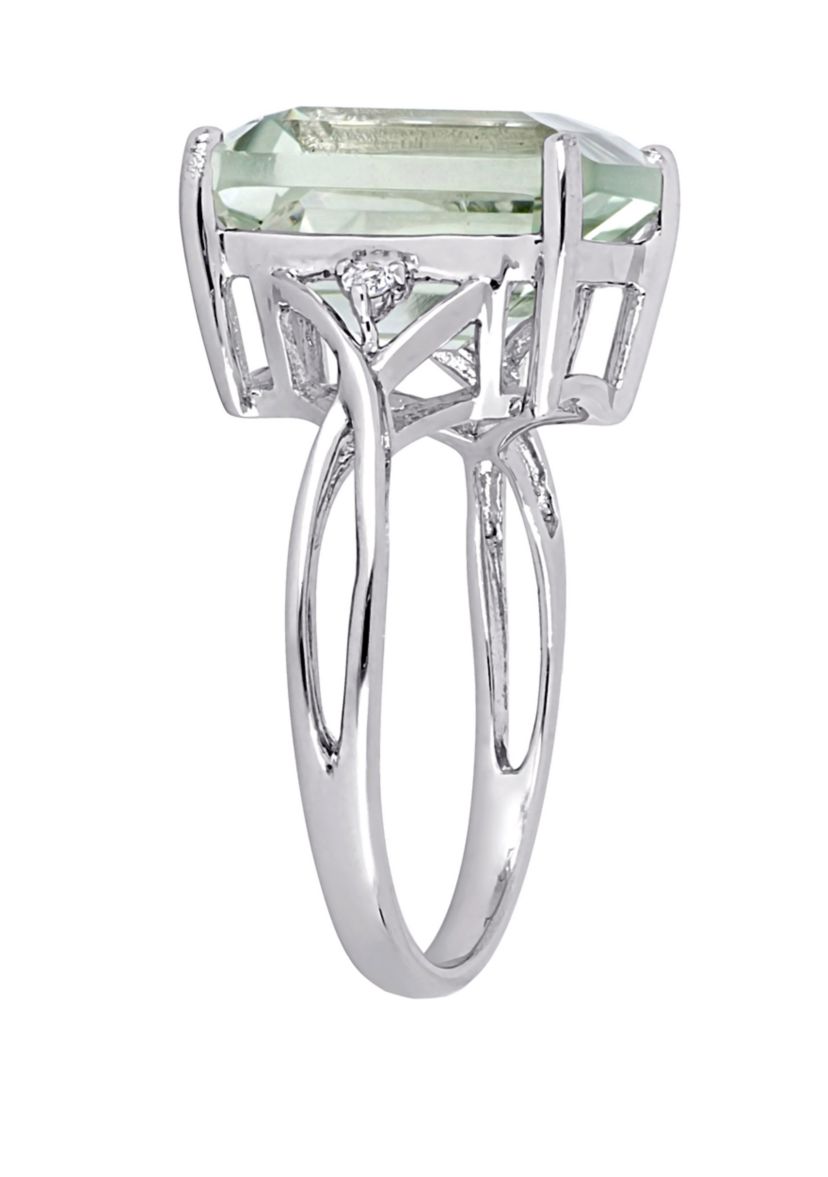 Green Amethyst and White Topaz Ring in Sterling Silver