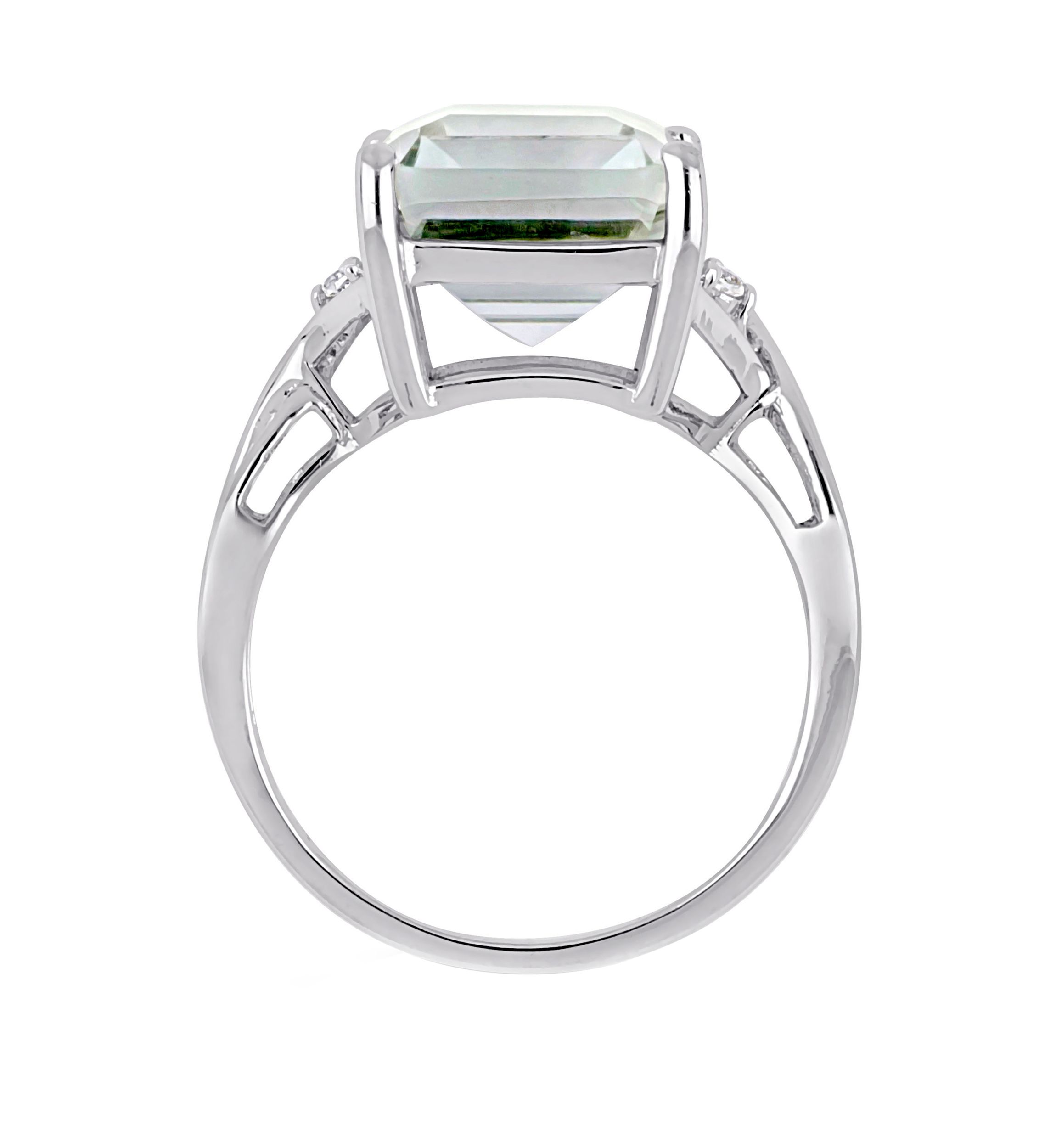 Green Amethyst and White Topaz Ring in Sterling Silver