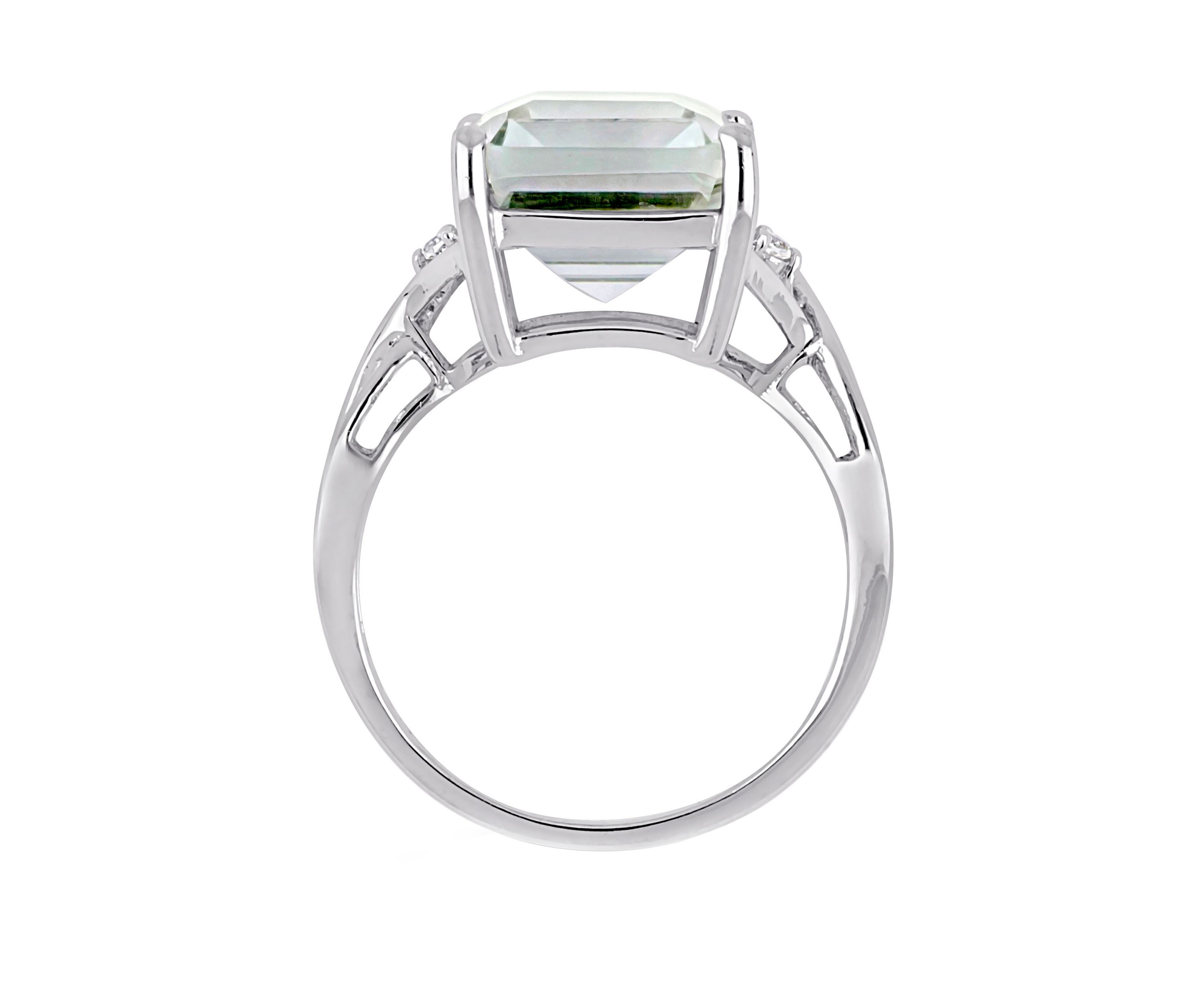 Green Amethyst and White Topaz Ring in Sterling Silver