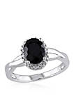 Black Sapphire and Diamond Ring in Sterling Silver
