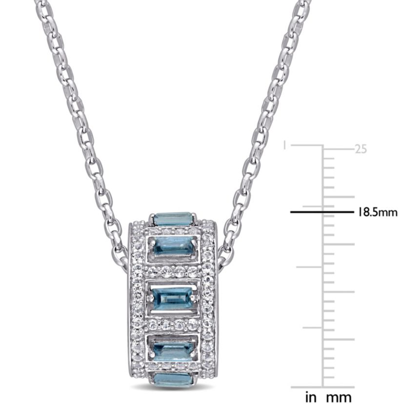 4.66 ct. t.w. London Blue Topaz and White Topaz Pendant with Chain in Sterling Silver