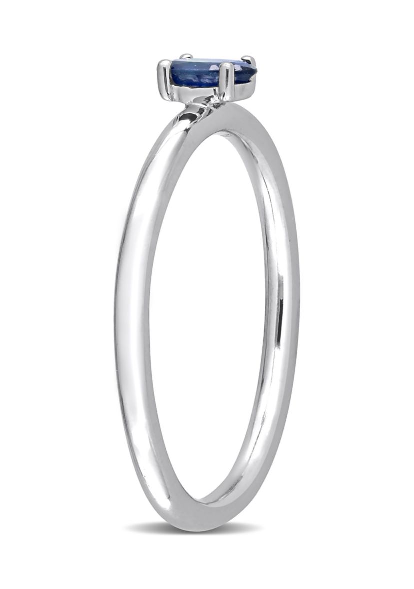 1/3 CT TGW Oval Sapphire Solitaire Stackable Ring in 10k White Gold