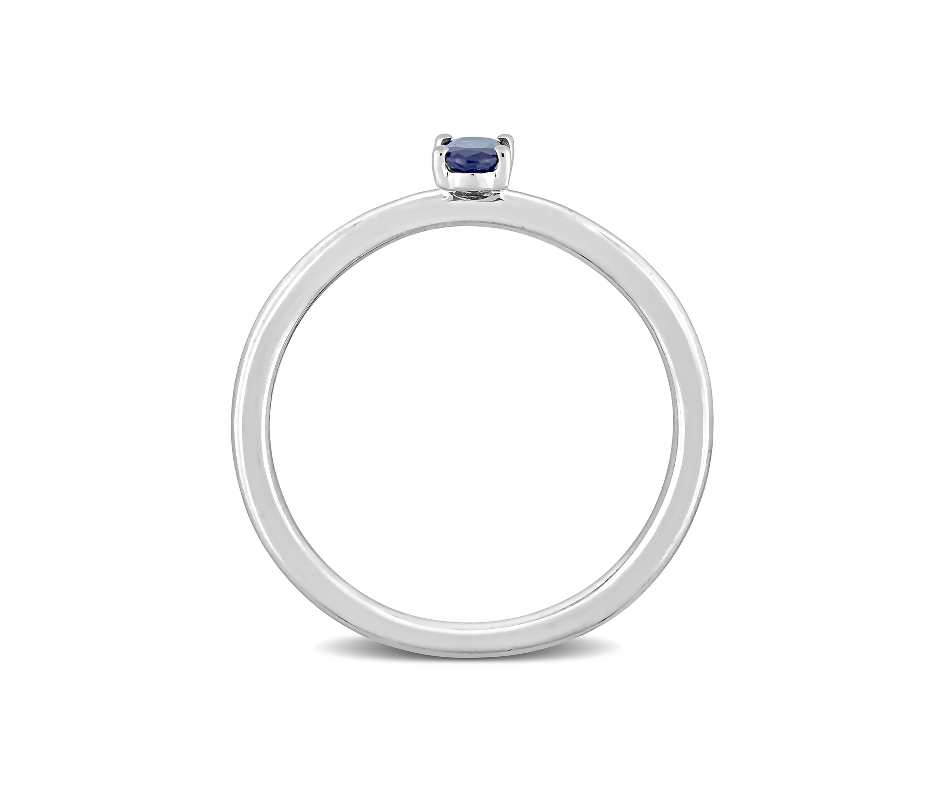 1/3 CT TGW Oval Sapphire Solitaire Stackable Ring in 10k White Gold