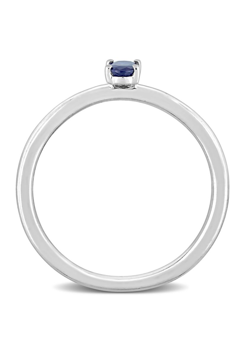 1/3 CT TGW Oval Sapphire Solitaire Stackable Ring in 10k White Gold