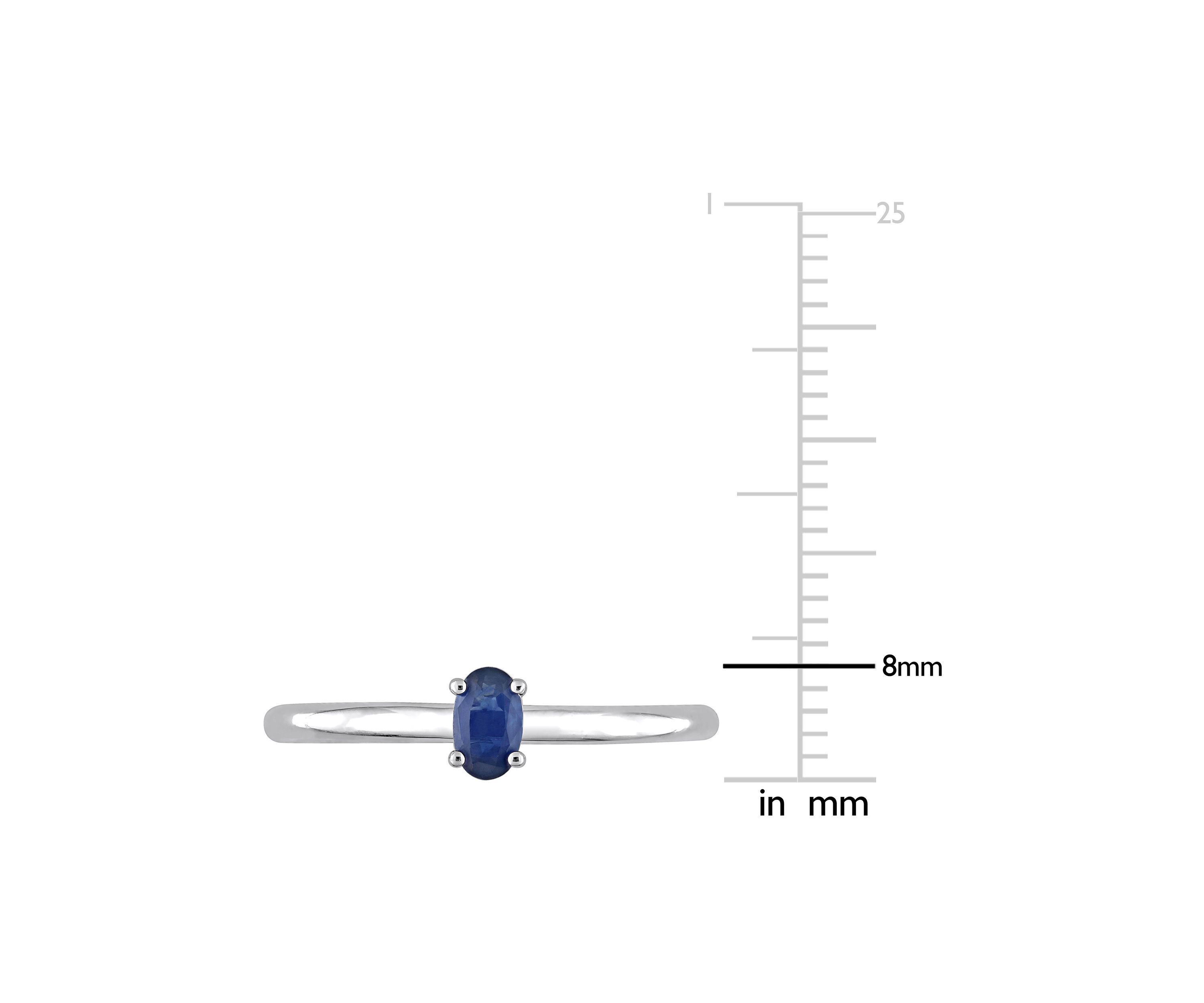 1/3 CT TGW Oval Sapphire Solitaire Stackable Ring in 10k White Gold