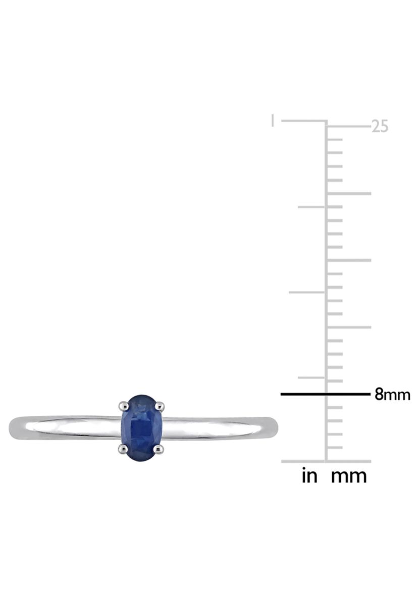 1/3 CT TGW Oval Sapphire Solitaire Stackable Ring in 10k White Gold