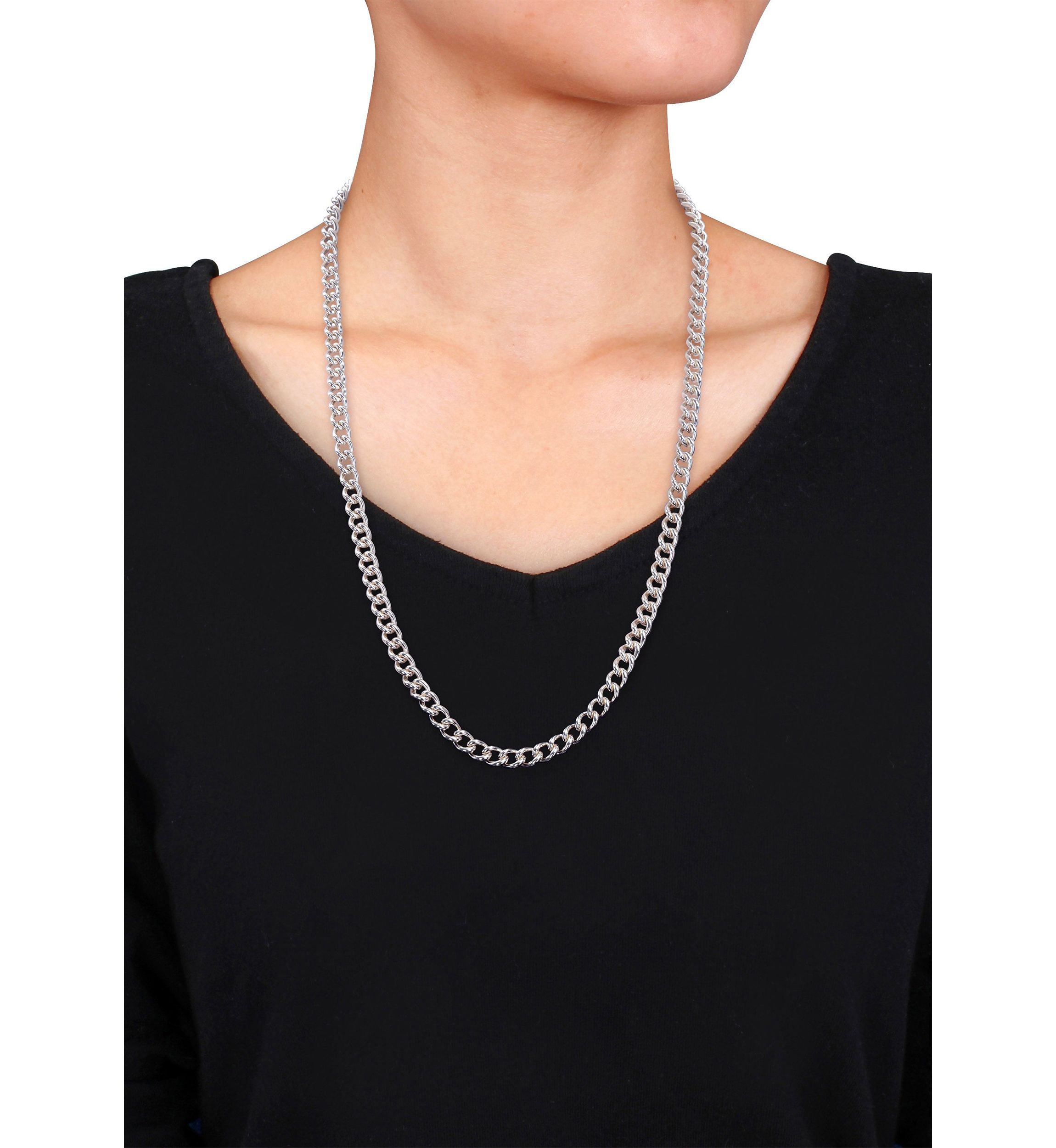 Sterling Silver 6.5mm Curb Link Chain Necklace