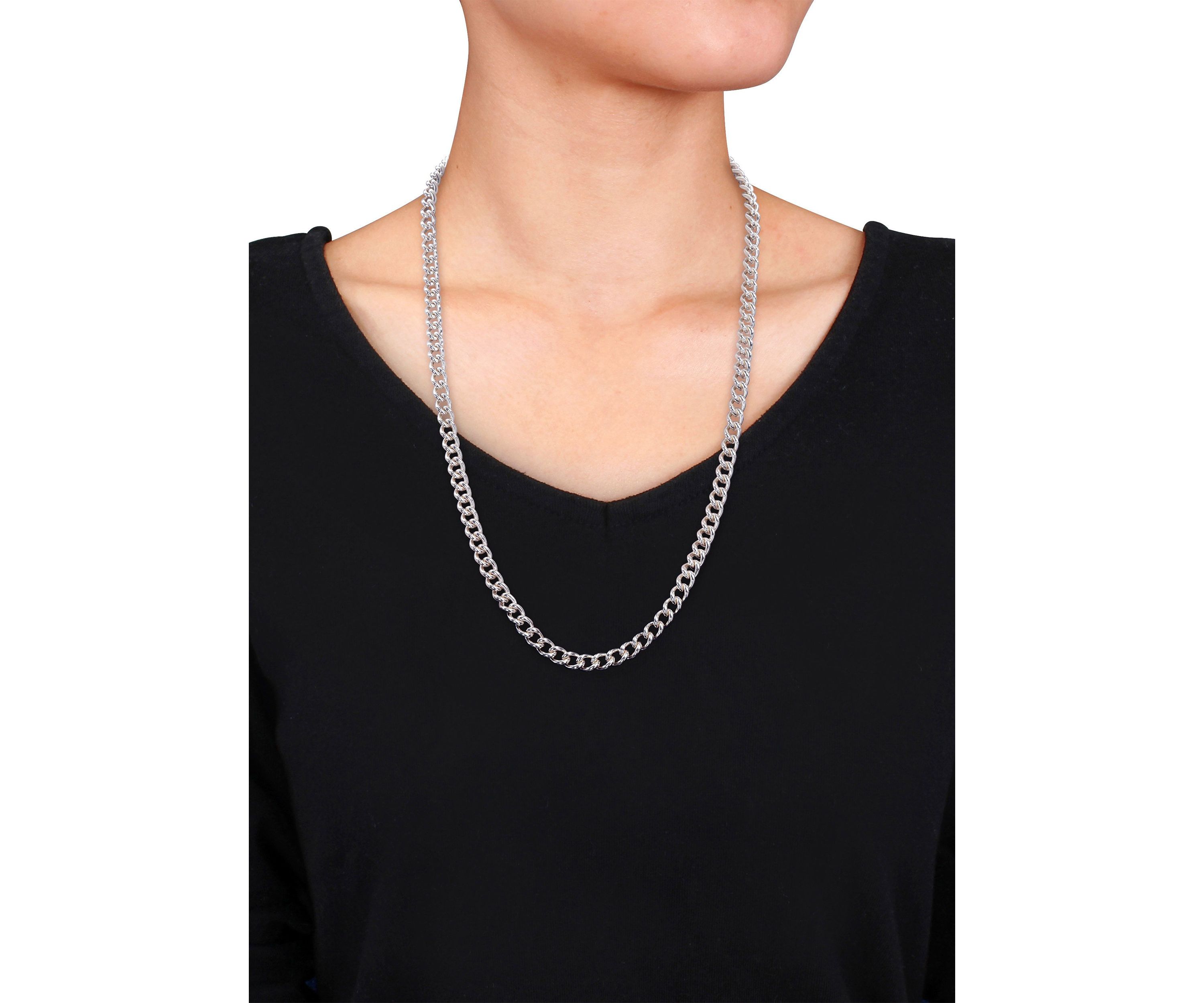 Sterling Silver 6.5mm Curb Link Chain Necklace