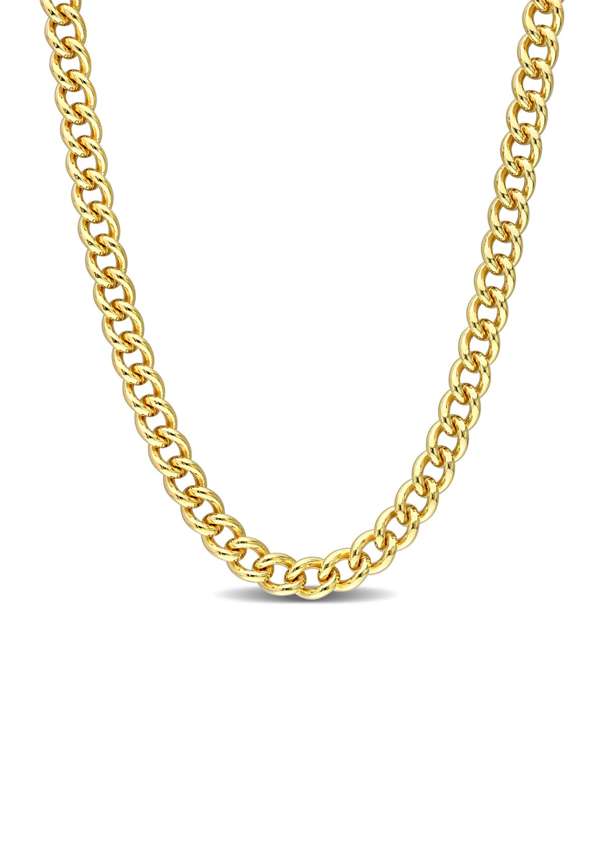 Yellow Flash Plated Sterling Silver 6.5mm Curb Link Chain Necklace