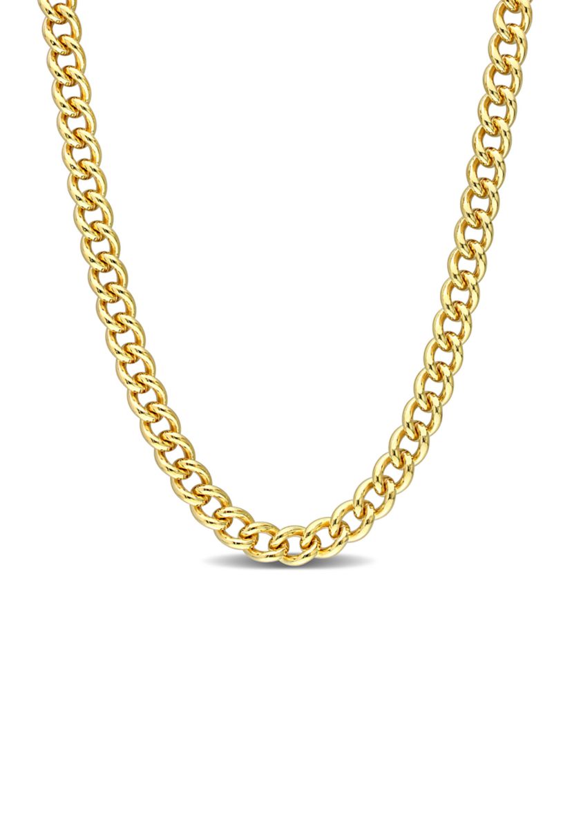 Yellow Flash Plated Sterling Silver 6.5mm Curb Link Chain Necklace