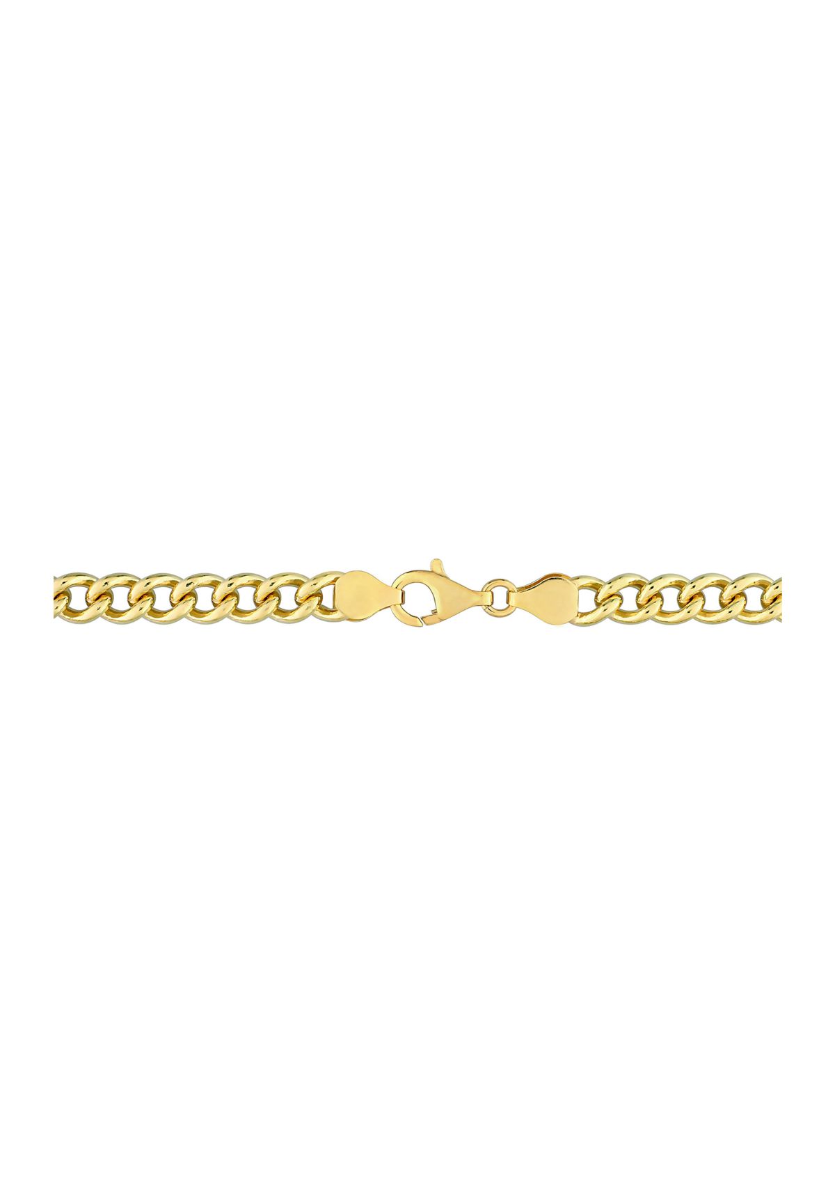 Yellow Flash Plated Sterling Silver 6.5mm Curb Link Chain Necklace