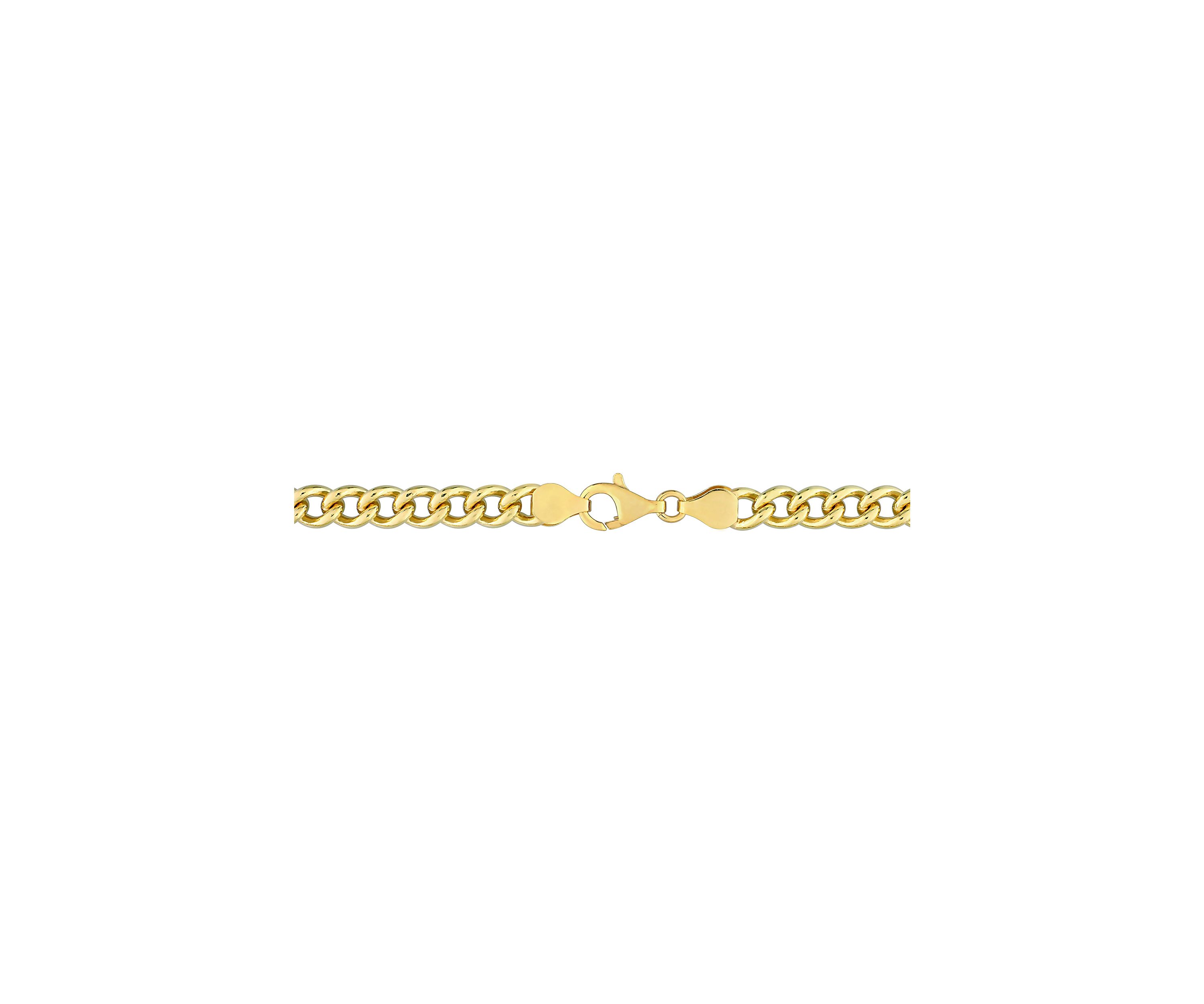 Yellow Flash Plated Sterling Silver 6.5mm Curb Link Chain Necklace
