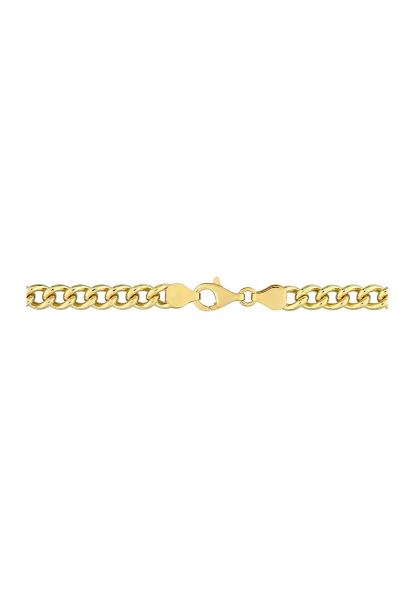 Yellow Flash Plated Sterling Silver 6.5mm Curb Link Chain Necklace