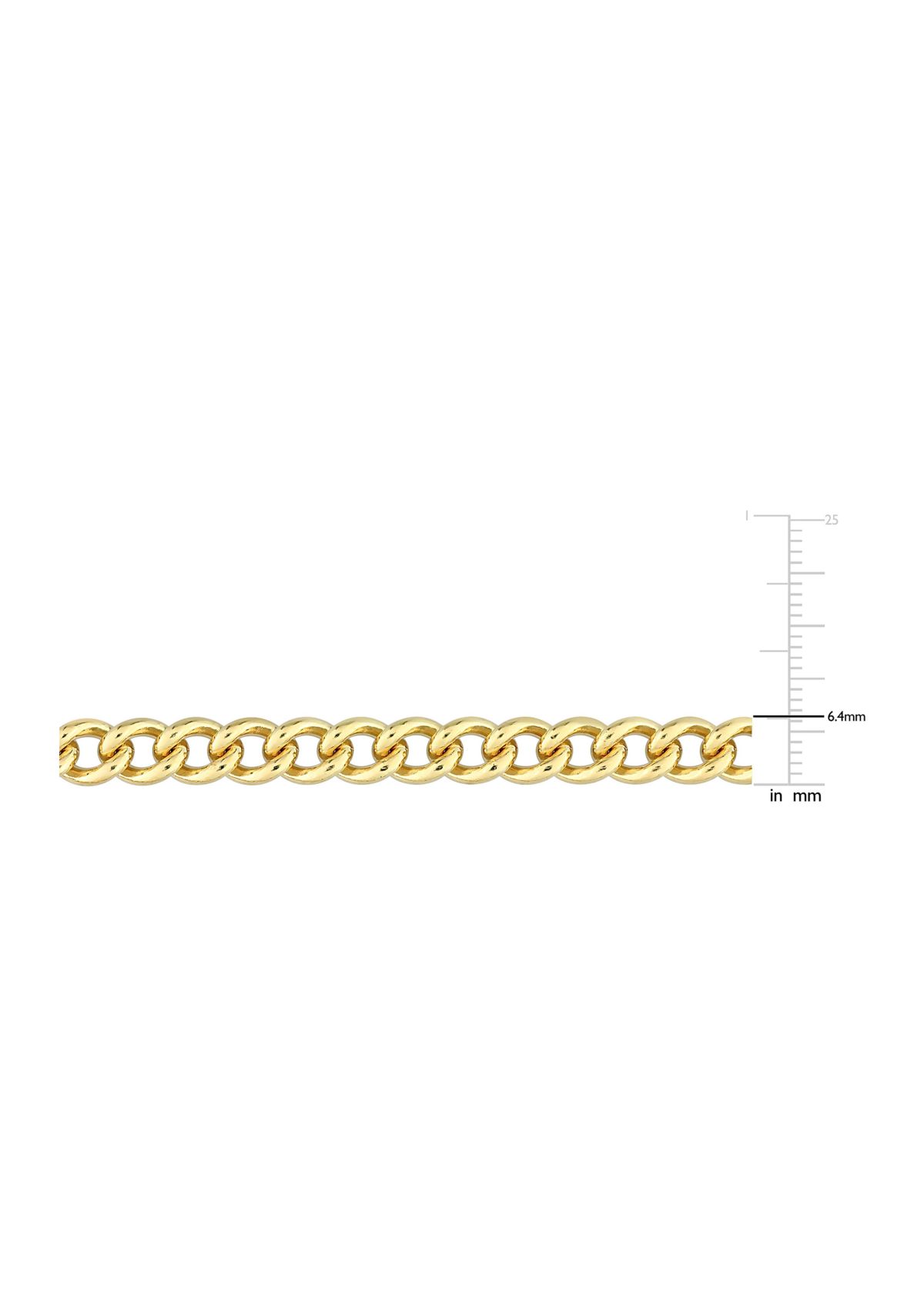 Yellow Flash Plated Sterling Silver 6.5mm Curb Link Chain Necklace