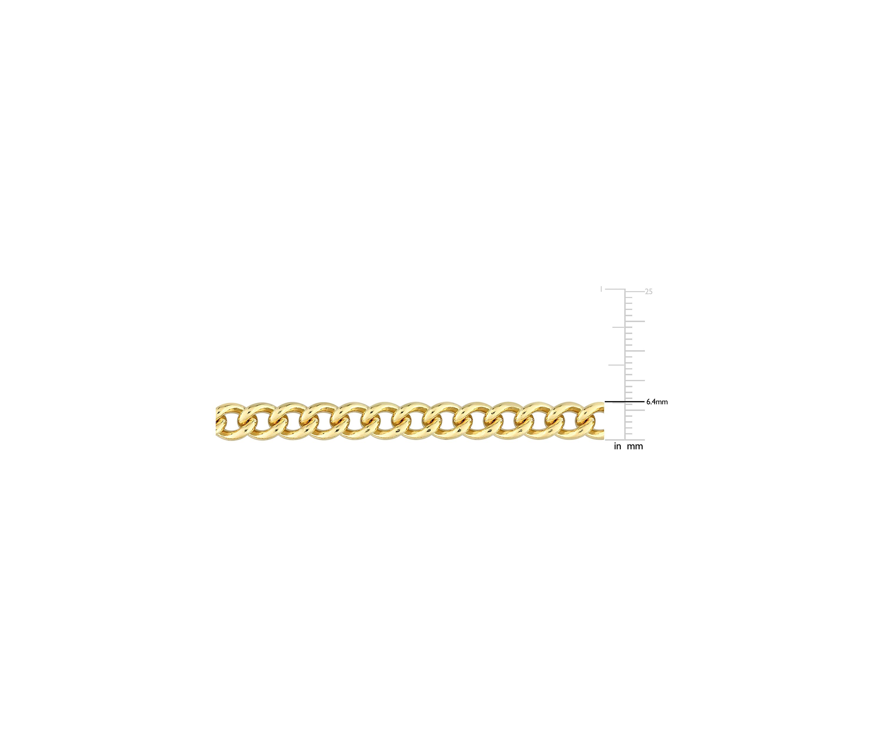 Yellow Flash Plated Sterling Silver 6.5mm Curb Link Chain Necklace