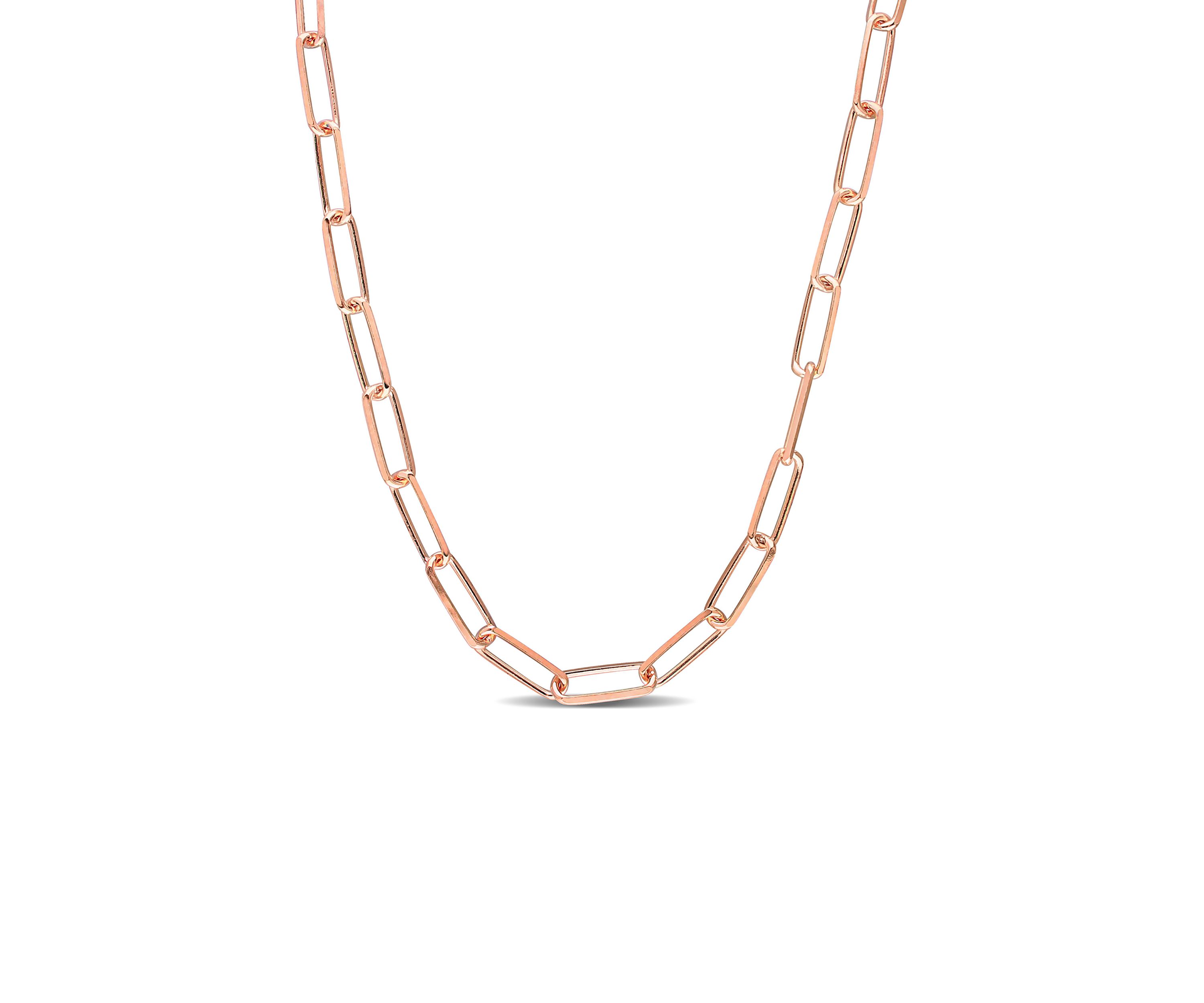 18k Rose Gold Plated Sterling Silver 5mm Paperclip Chain Necklace