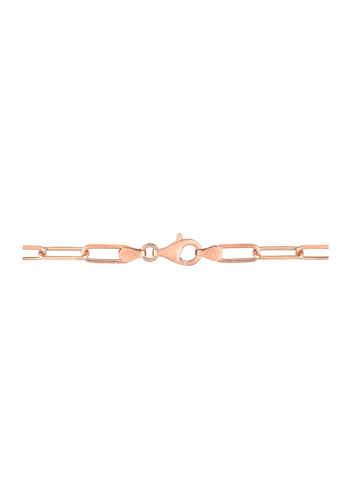 18k Rose Gold Plated Sterling Silver 5mm Paperclip Chain Necklace