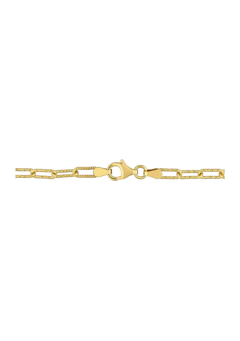 18k Yellow Gold Plated Sterling Silver 3.5mm Fancy Paperclip Chain Necklace