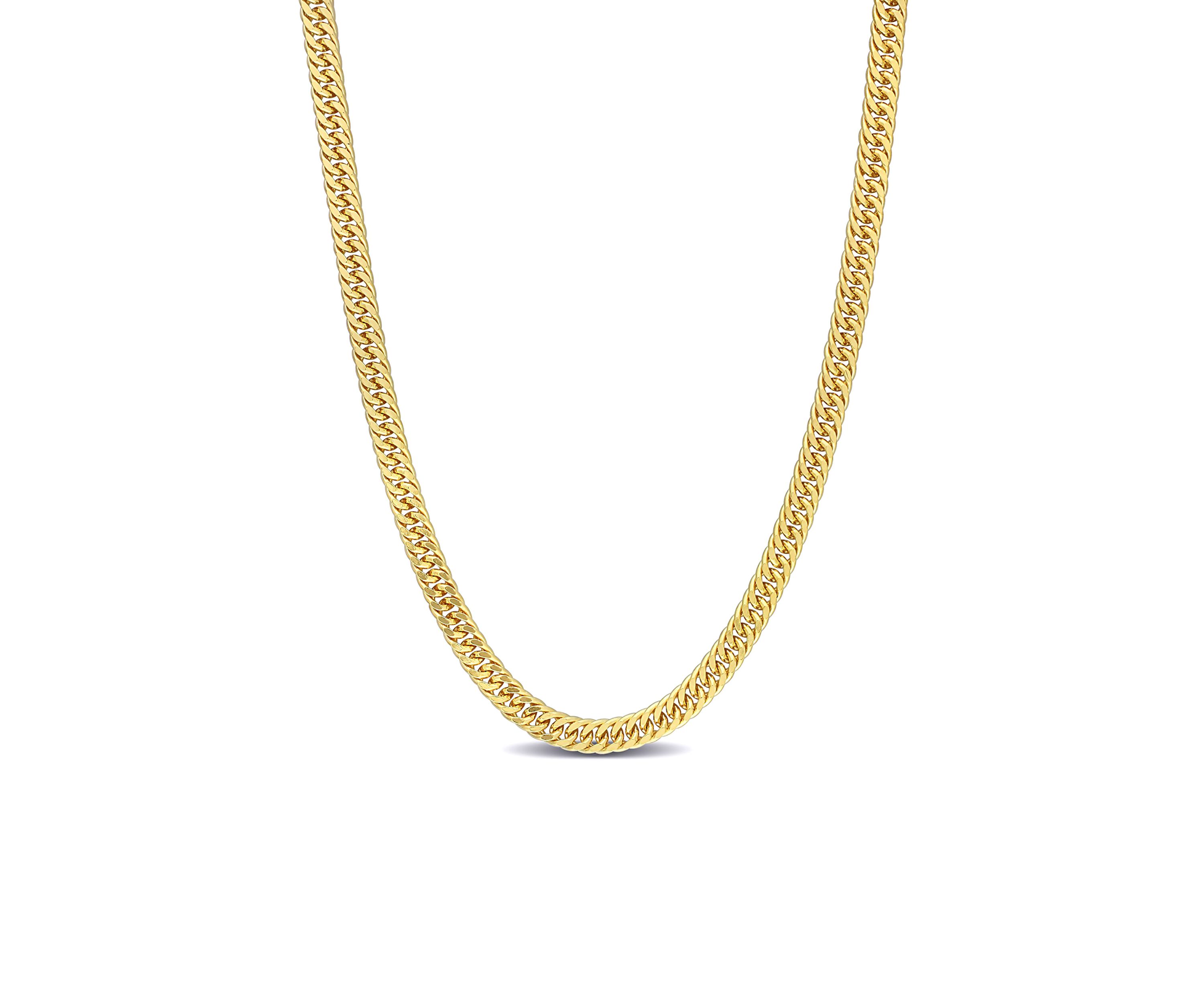 18k Yellow Gold Plated Sterling Silver Fancy Curb Link Chain Necklace